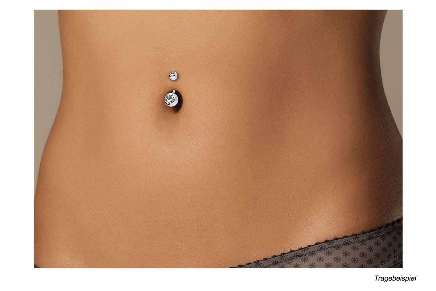 PIERCINGLINE Bauchnabelpiercing Chirurgenstahl Bananabell ZWEI KRISTALLE (B günstig online kaufen