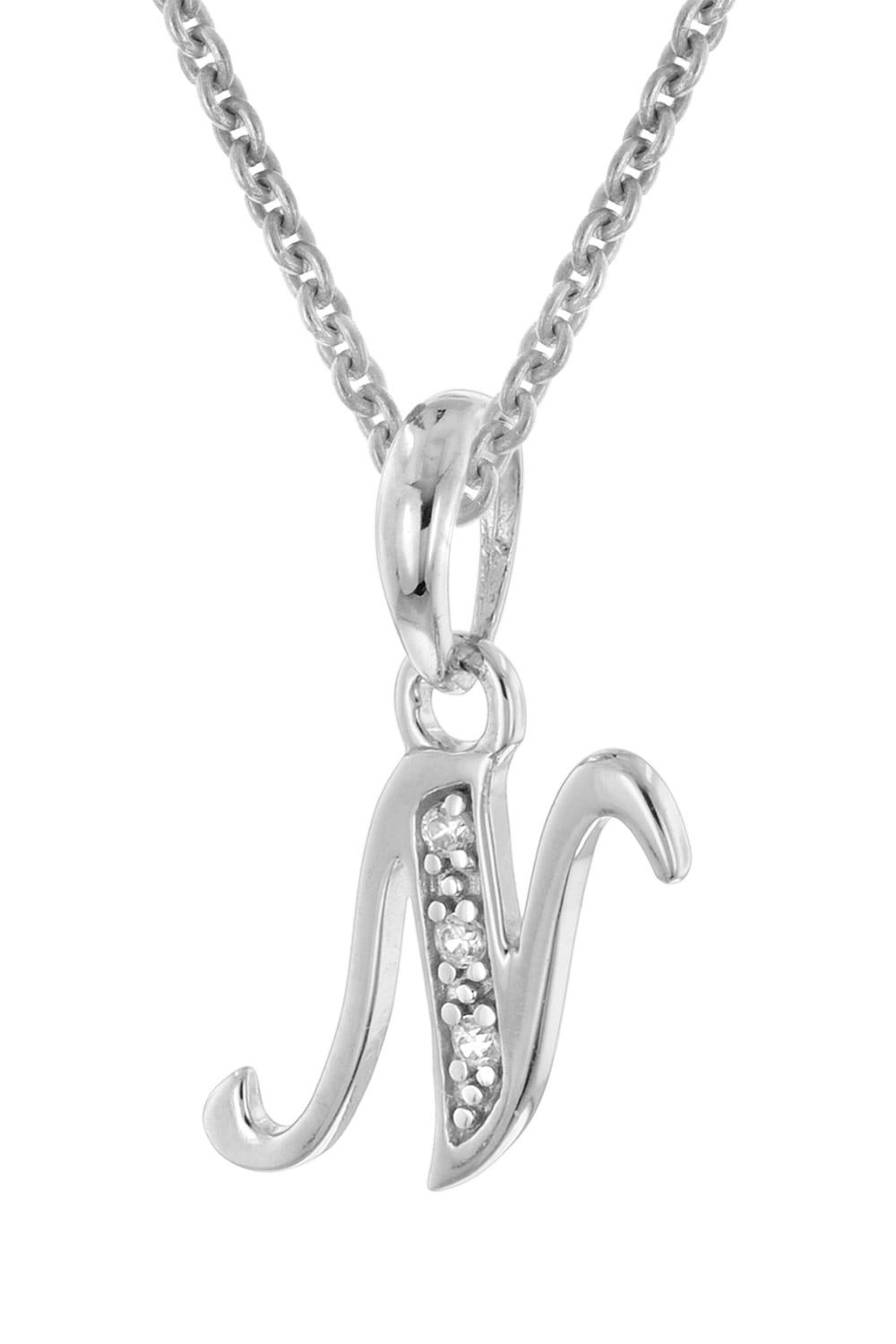 Kette mit Anhänger mit Buchstaben N Anhänger 925 Silber Rhodiniert