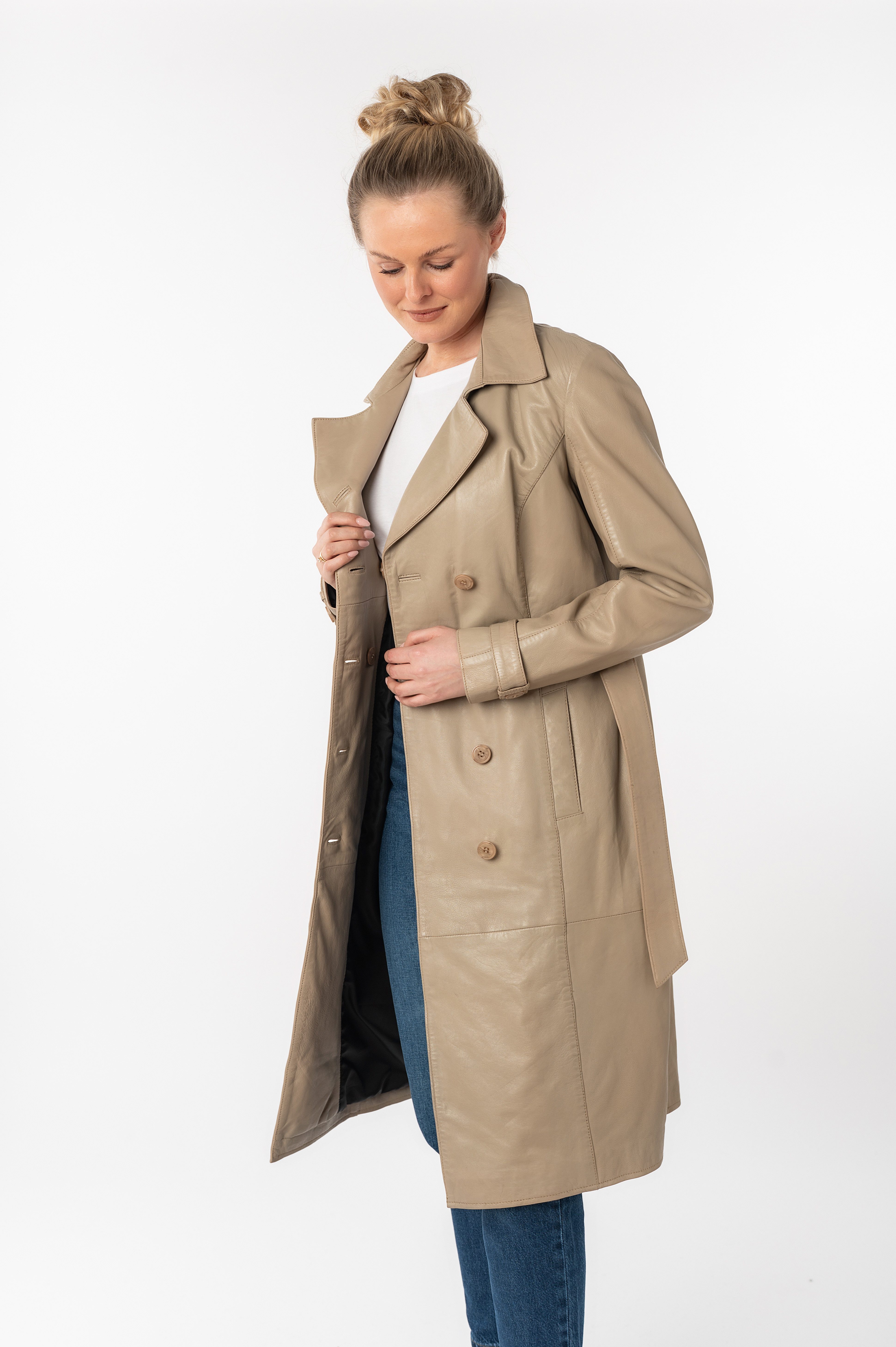 Mauritius Ledermantel GWTaruh OT (2-tlg) femininer Leder-Trenchcoat mit Bin günstig online kaufen