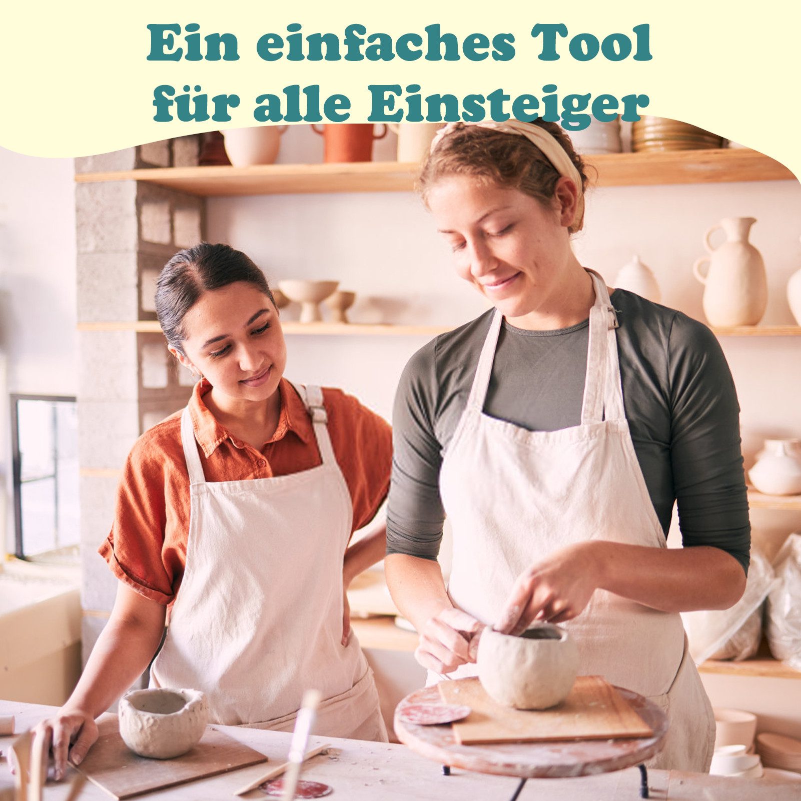 OSTWOLKE Modelliermasse DIY Töpferset für Anfänger für zuhause Lufttrocknend Pottery Set, mit Anleitung