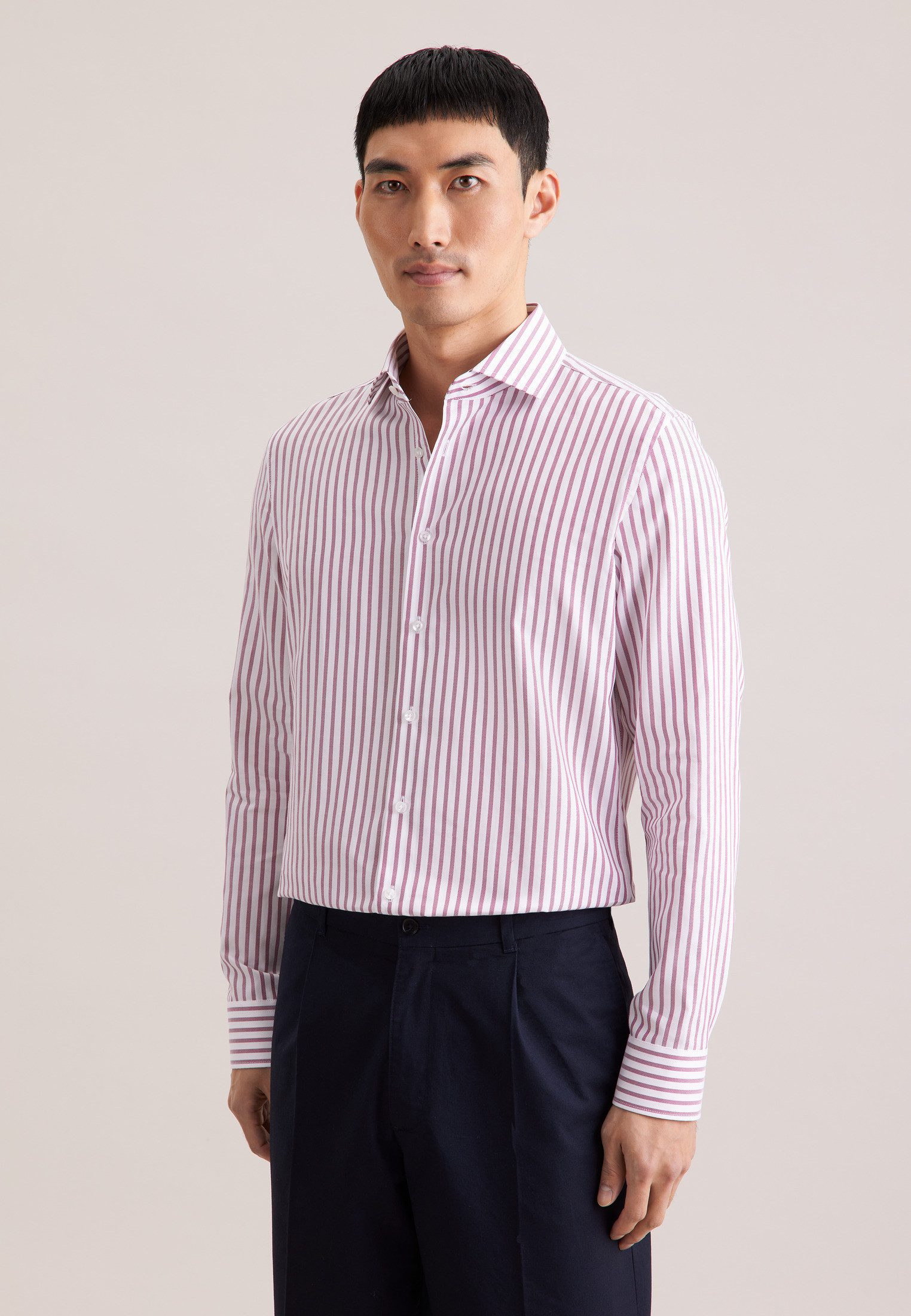 seidensticker Businesshemd Schwarze Rose Slim 1/1 Kentkragen Gestreift