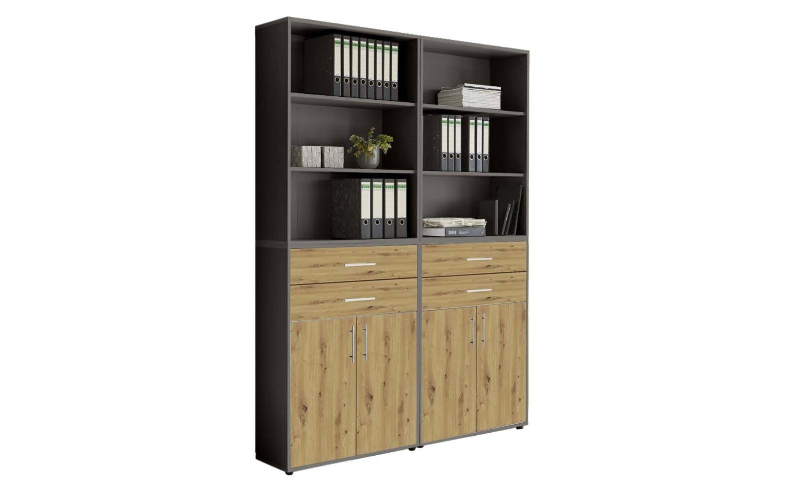 BMG Möbel Aktenschrank Office Edition (Set 20, Büroschrank mit Metallgriffen, 4 teilig) mit Schubladen, Gesamtmaß (B/H/T) 84,1 x 227,2 x 33 cm