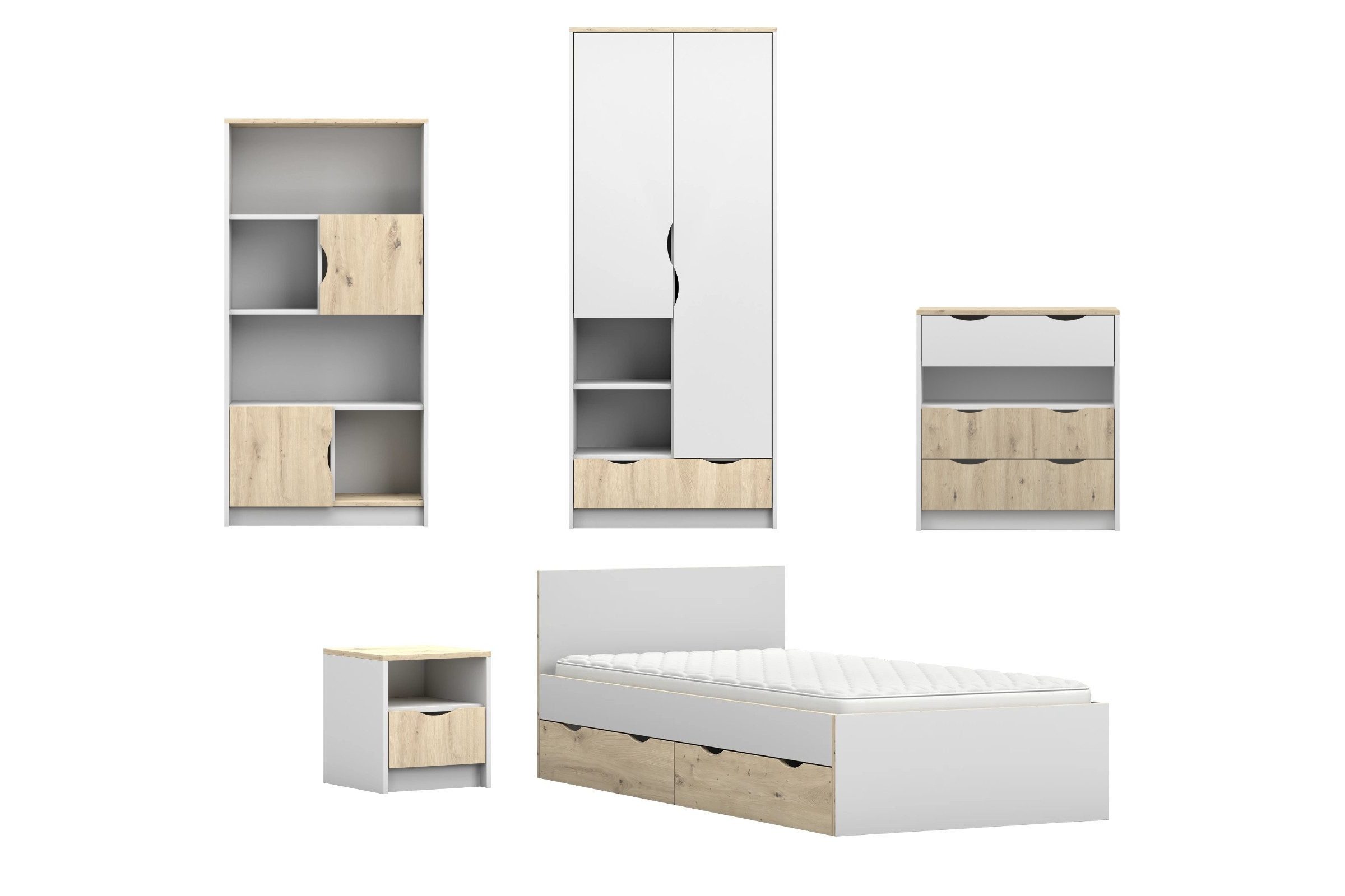 Deine Möbel 24 Jugendzimmer-Set JUMI E Kinderzimmer-Set in Weiß oder Grau m günstig online kaufen