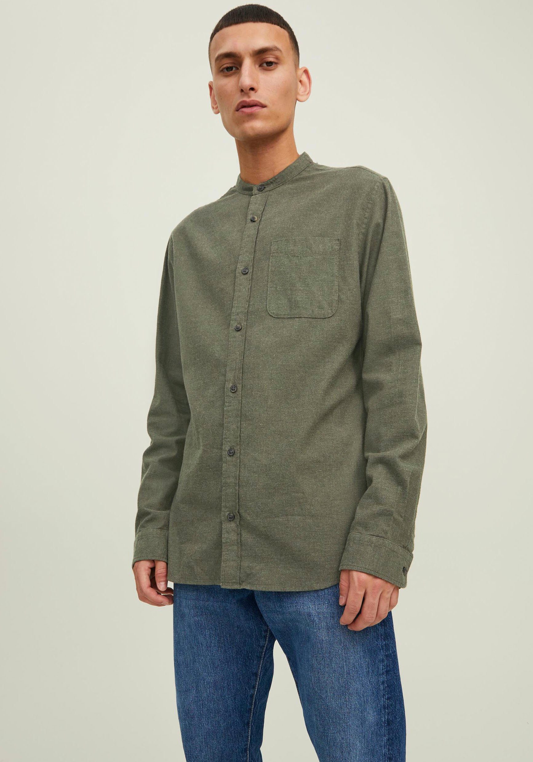 Jack & Jones Langarmhemd BAND SHIRT rosin MELANGE