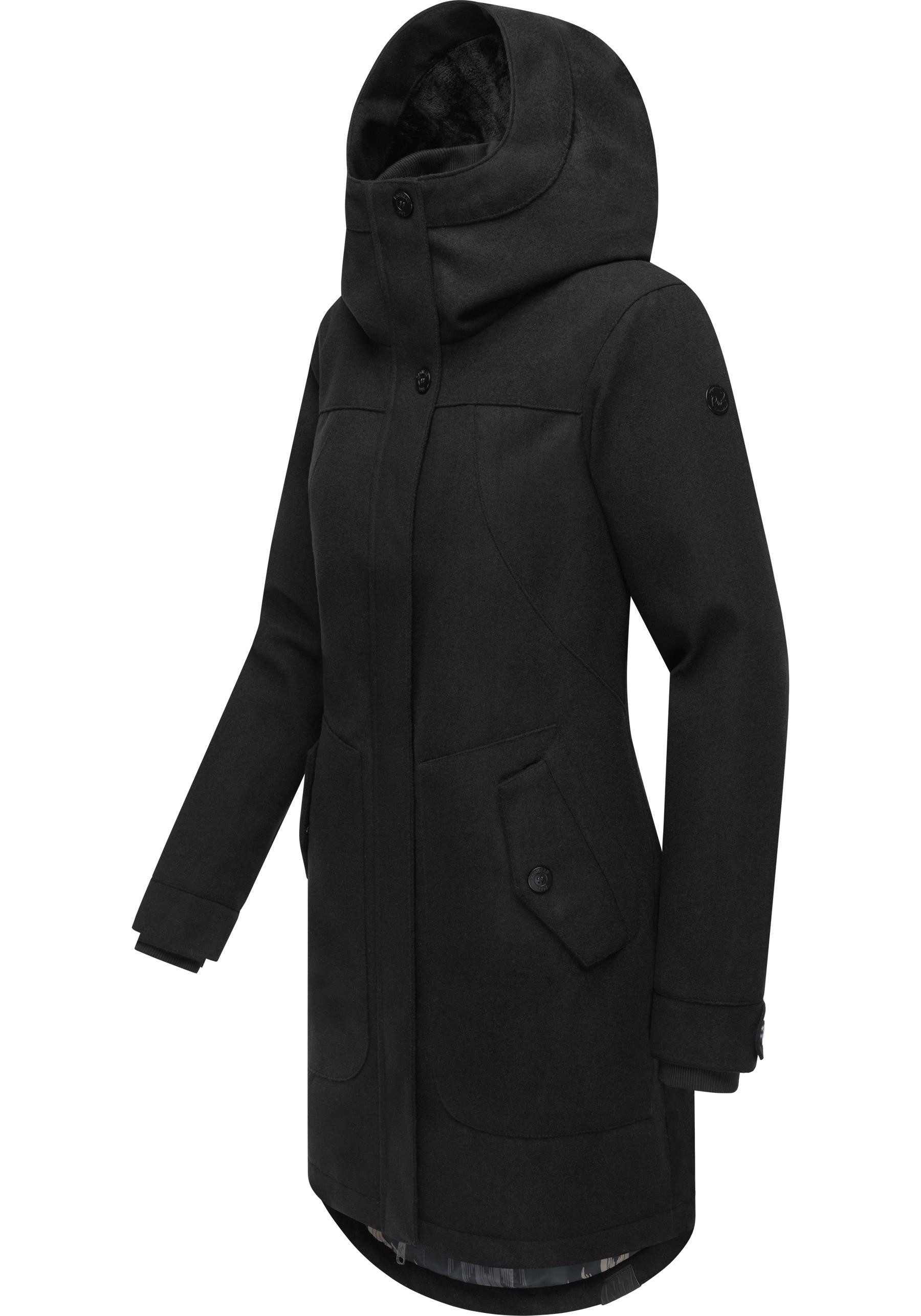 Ragwear Wintermantel Jannisa Coat Klassischer Damen Kurzmantel mit Kapuze