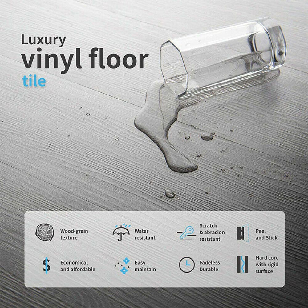 Luckice Terrassendielen 5 m² selbstklebende Vinyl-Dielenfliesen, Holzoptik, 36 Stück, wasserfest, für Bad & Küche
