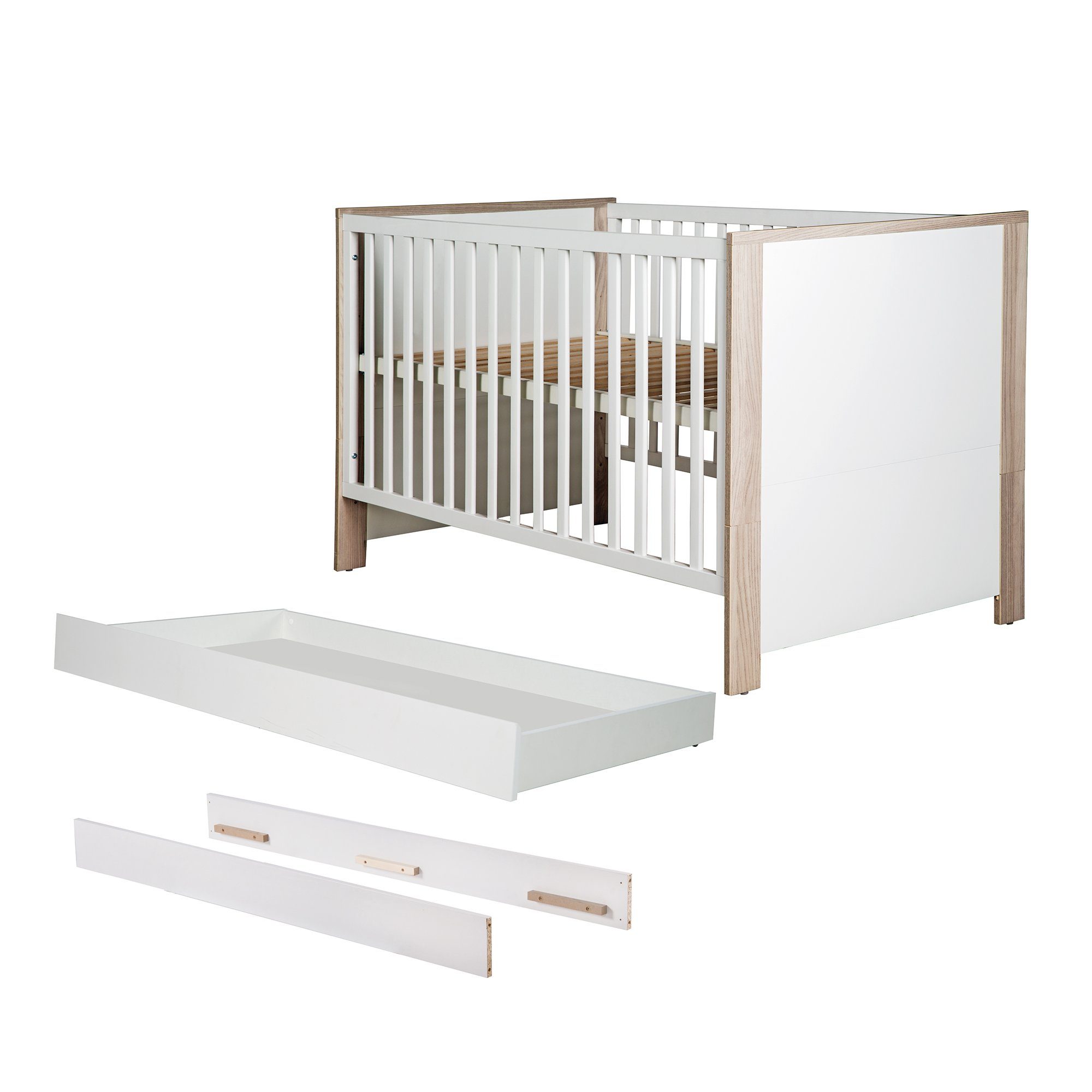 roba® Babyzimmer-Komplettset Olaf, Gitterbett inkl. Umbauseiten & Bettkasten
