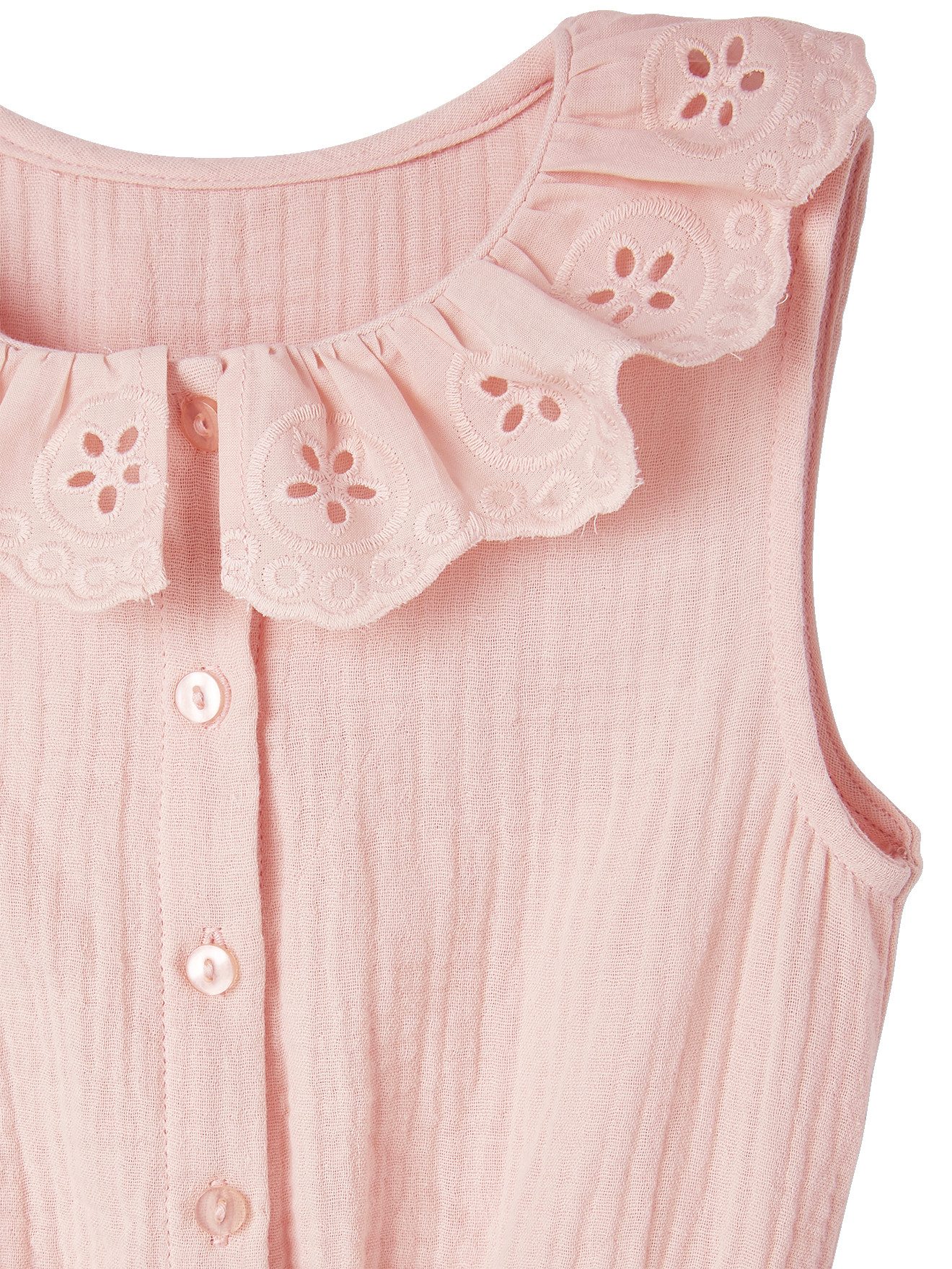 vertbaudet Jumpsuit Mädchen Jumpsuit aus Musselin, bestickter Kragen – Bild 4 von 5
