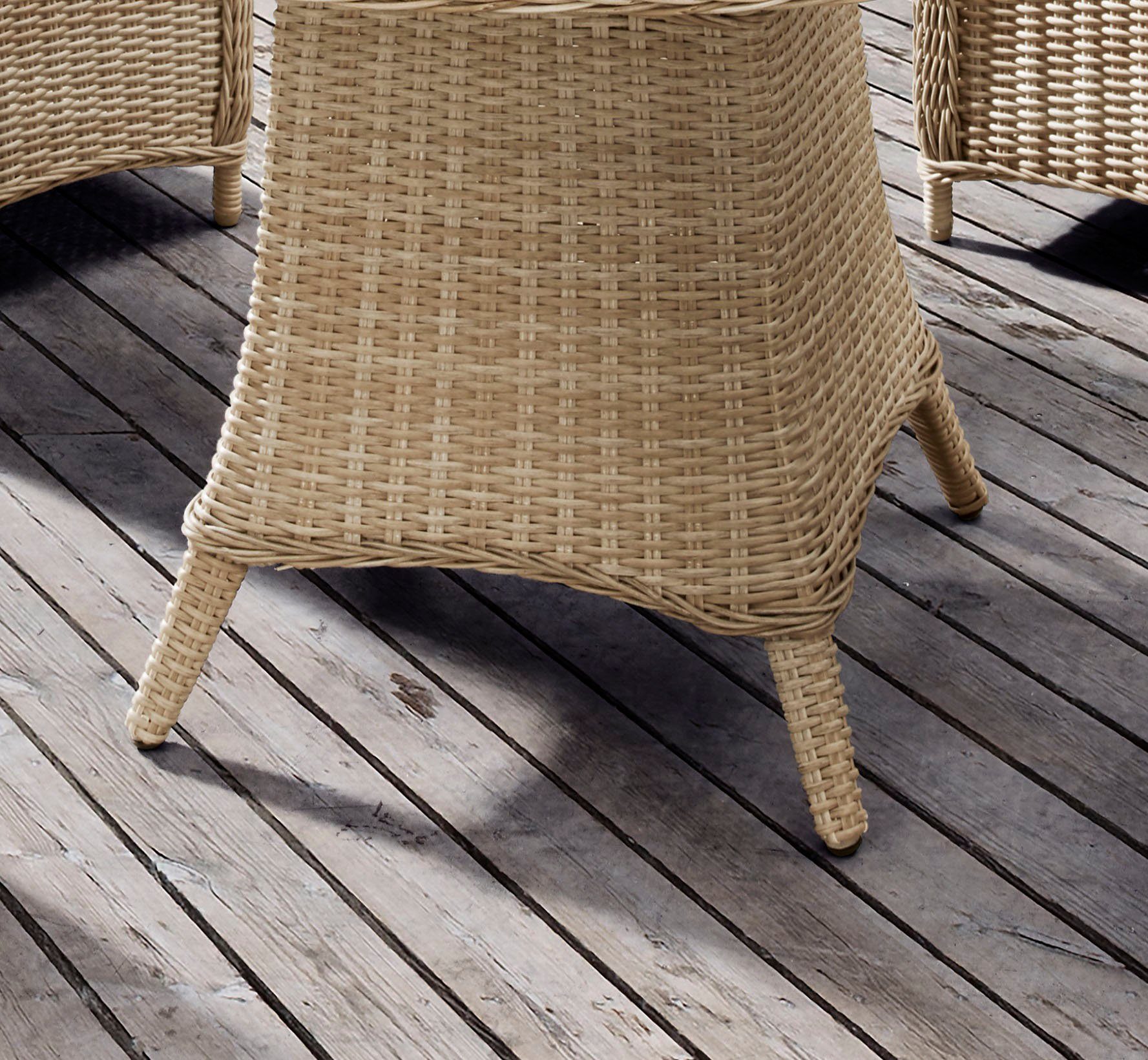 Destiny Garten-Essgruppe LUNA 4 Se + Tisch Ø 100x75cm, natur meliert, (Set, 13-tlg., 4 Sessel inkl. Polster, 1 Tisch mit aufgelegter Glasplatte), Aluminium, Polyrattan