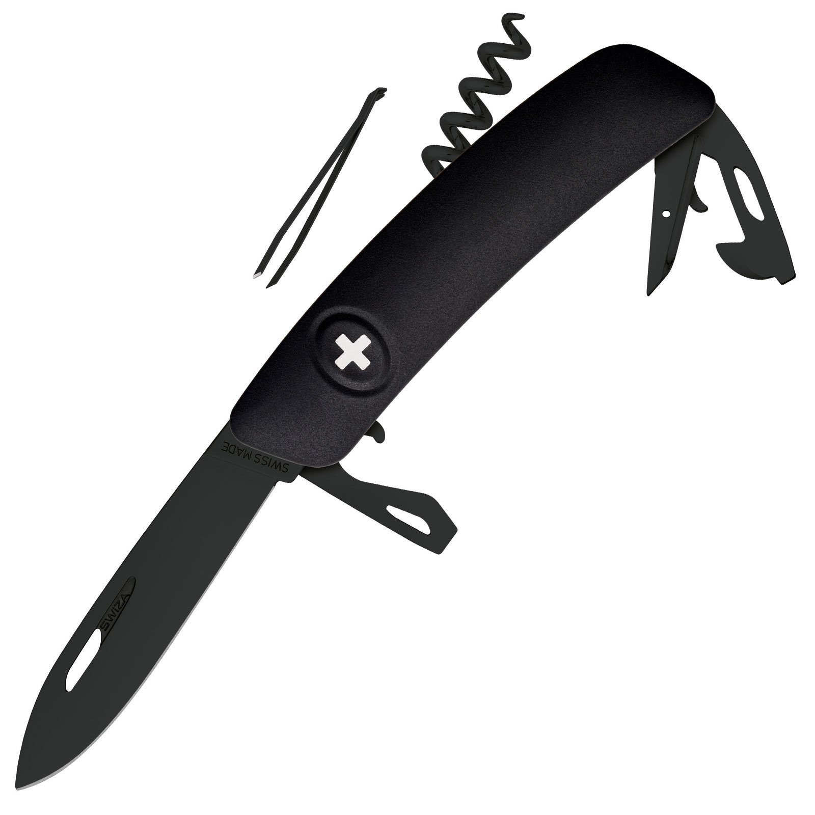 SWIZA Taschenmesser Schweizer Messer D03 AllBlack, Klappmesser 11 Taschenmesser Funktionen