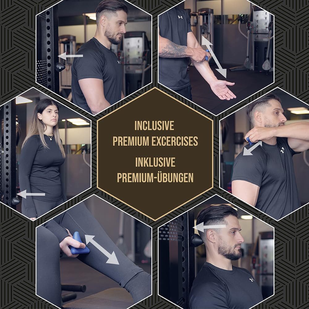 BOZEERA Massageball Triggerpunkt Drücker Set mit Saugnapf, Für Muskelschmerzen & Verspannungen, 2x Triggerpunkt Massagegerät, Inkl. Video, Booklet & Tasche