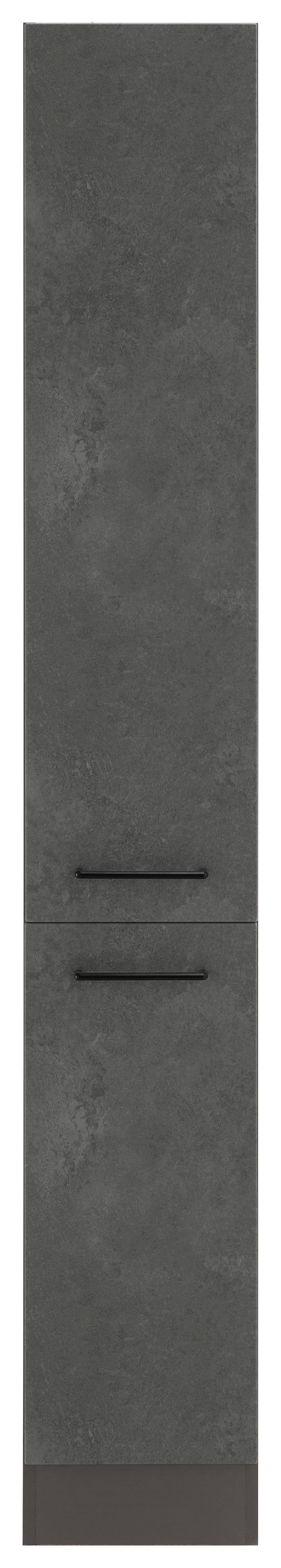 Front breit, cm Tulsa 2 30 | 200 cm MÖBEL Apothekerschrank hoch, dunkel grafit mit betonfarben Metallgriff, Auszügen, HELD MDF