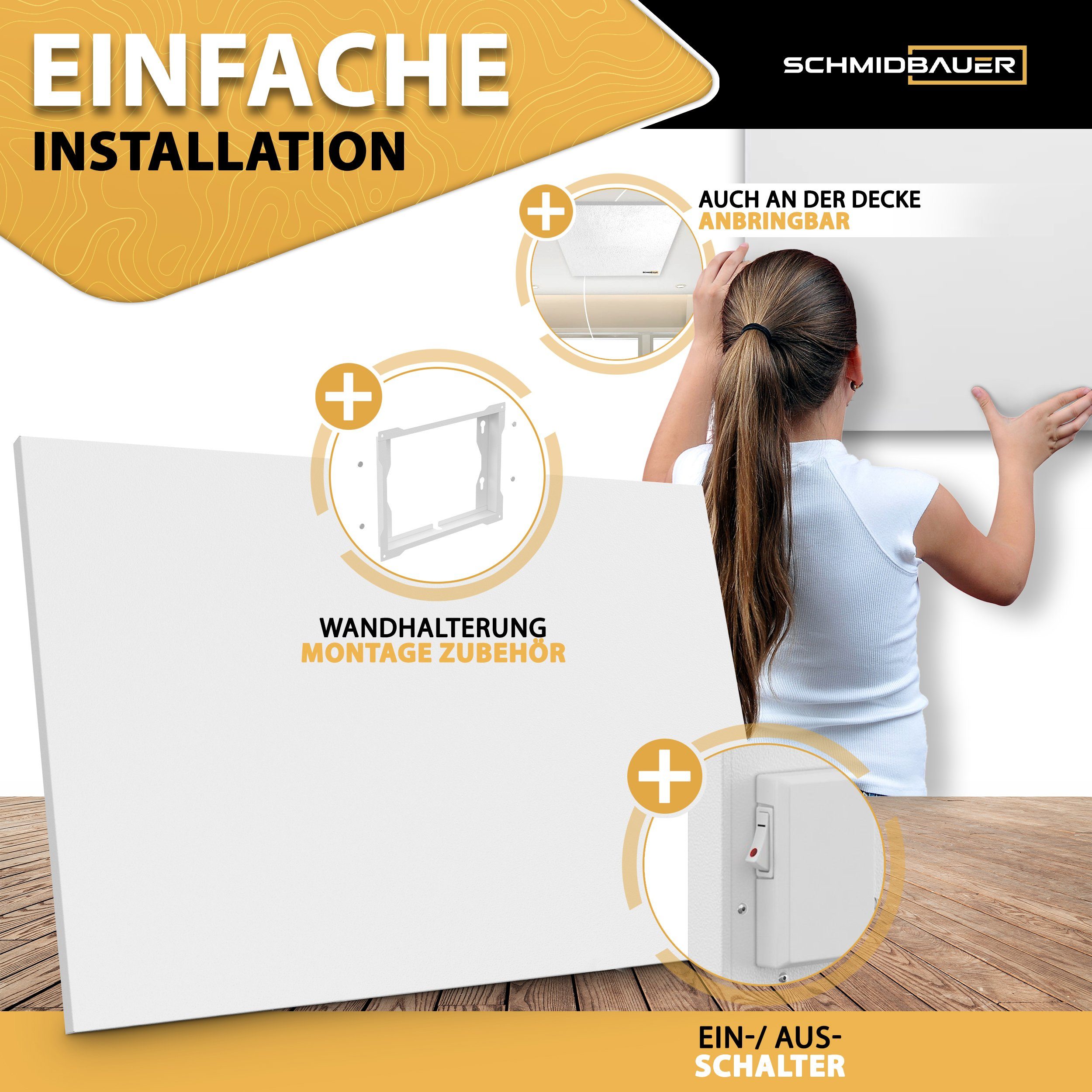 Schmidbauer Infrarotheizung 300-1100W Wand/Decken-Halterung 5 Jahre Garantie