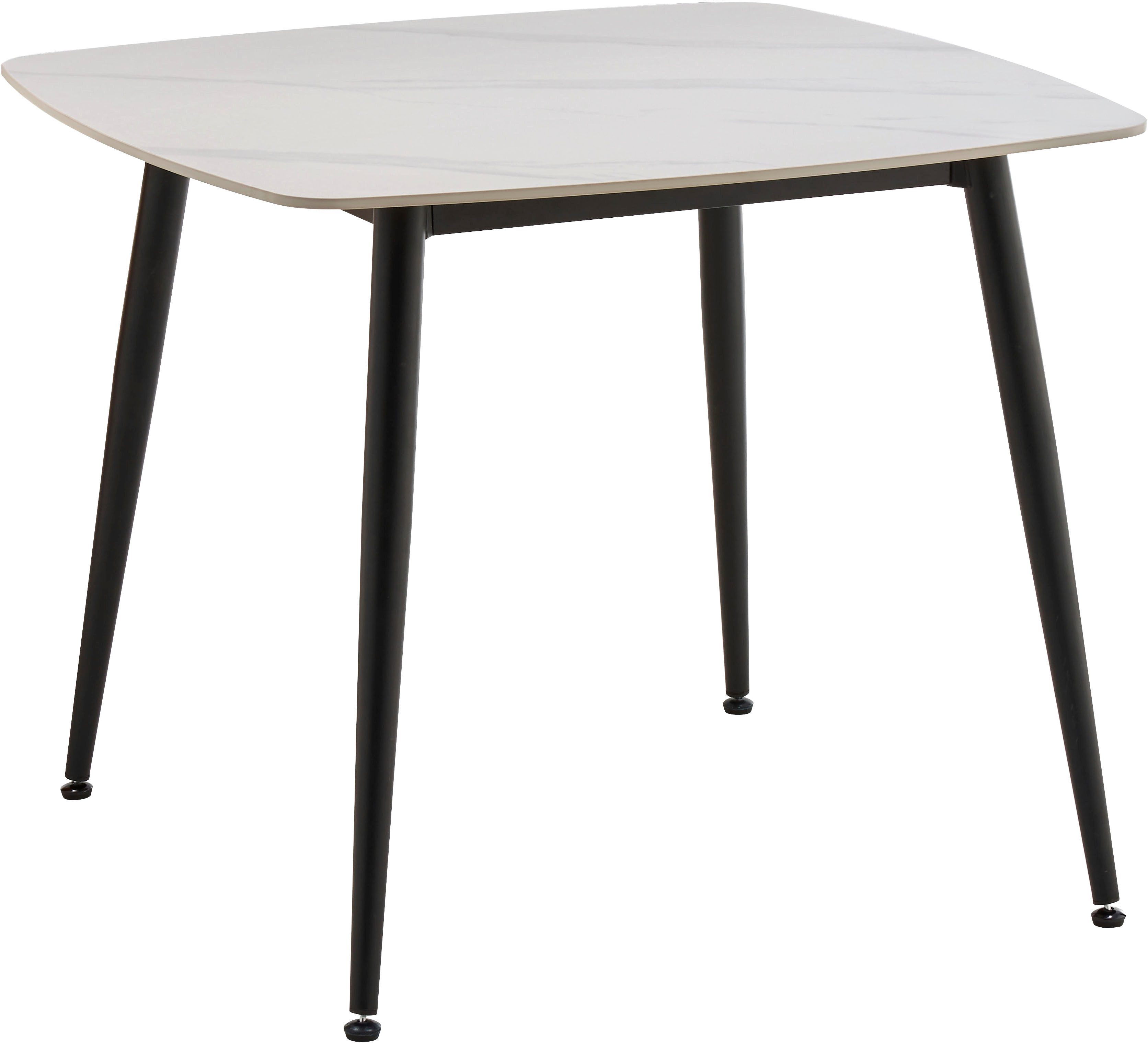 OTTO home Esstisch Nora (1-St), organisch-quadratischer Tisch 90x90cm in Sinterstein-Keramikoptik