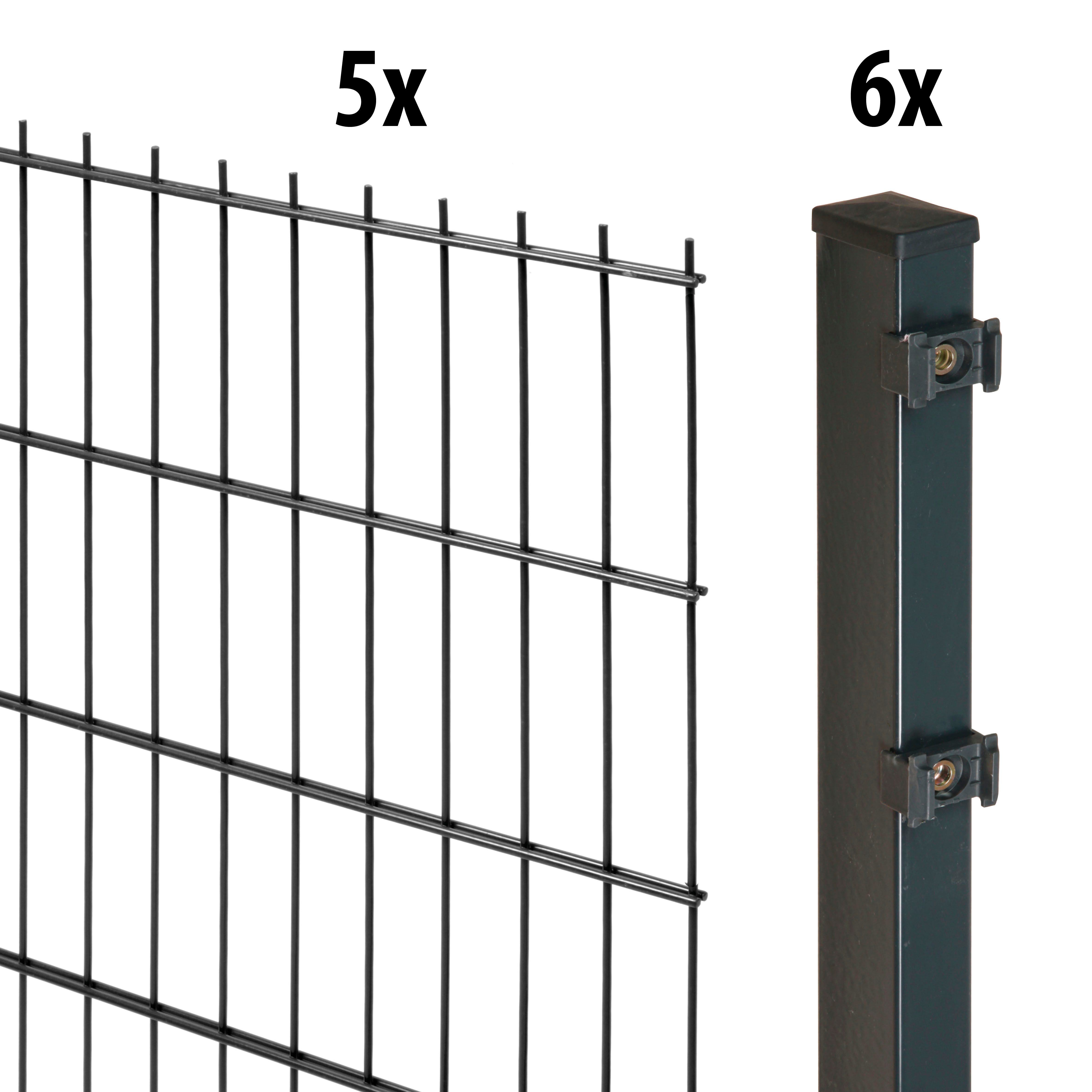 GARDEN 'N' MORE Doppelstabmattenzaun Excellent, (11-St), 5 Elemente für 10 m, LxH: 200 x 83 cm, mit 6 Pfosten