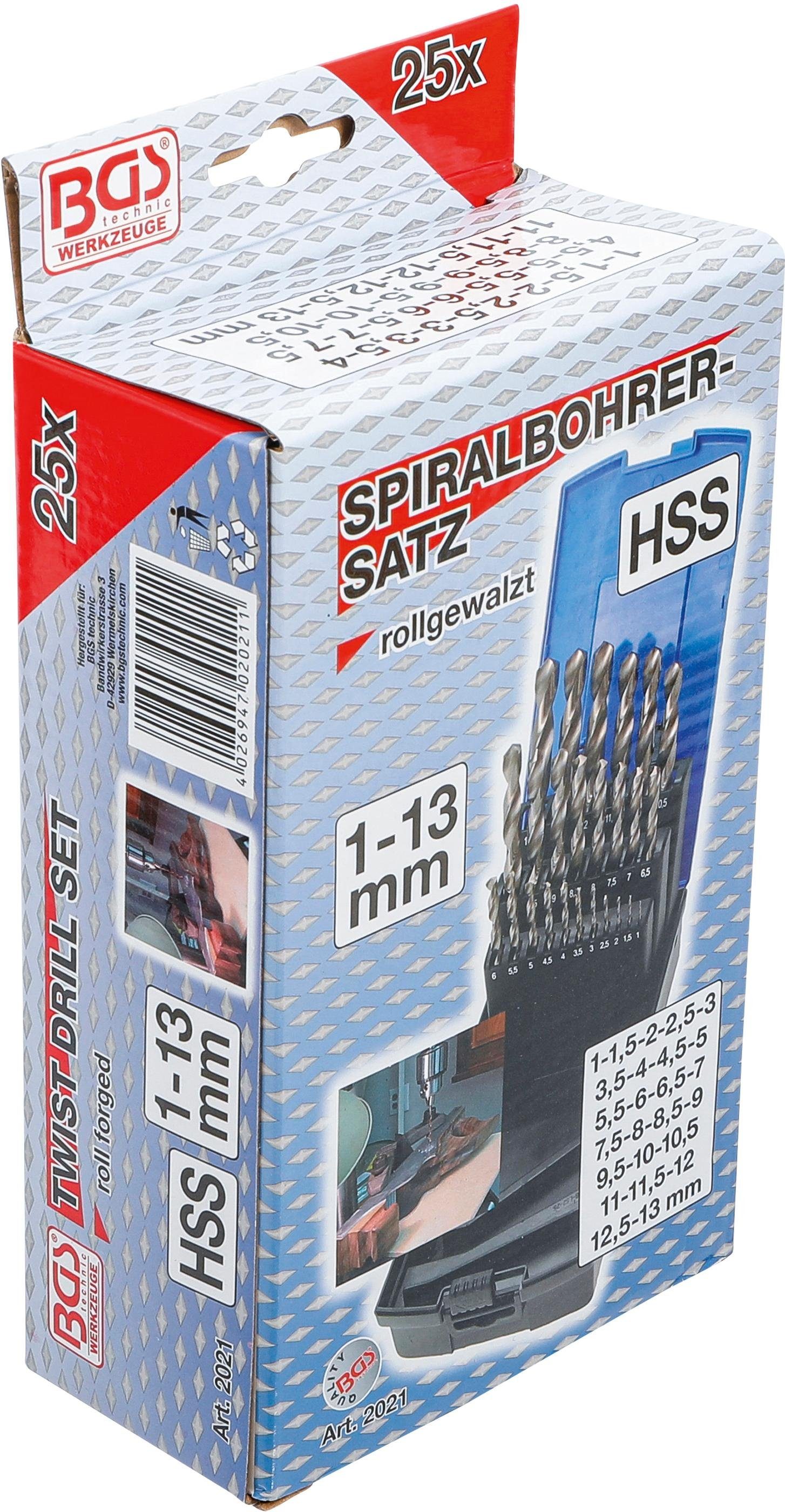 HSS, BGS - Spiralbohrer-Satz, mm, 1 technic 25-tlg. Spiralbohrer 13