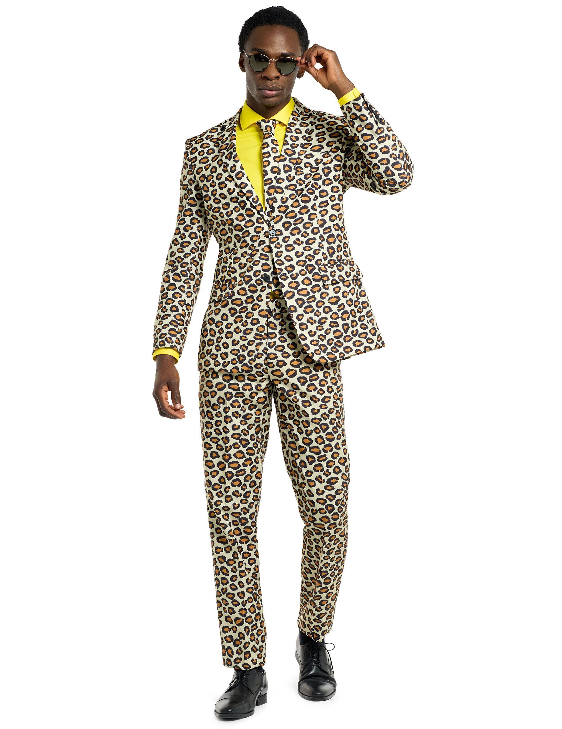 Opposuits Partyanzug Opposuits Herrenanzug Jaguar braun-schwarz