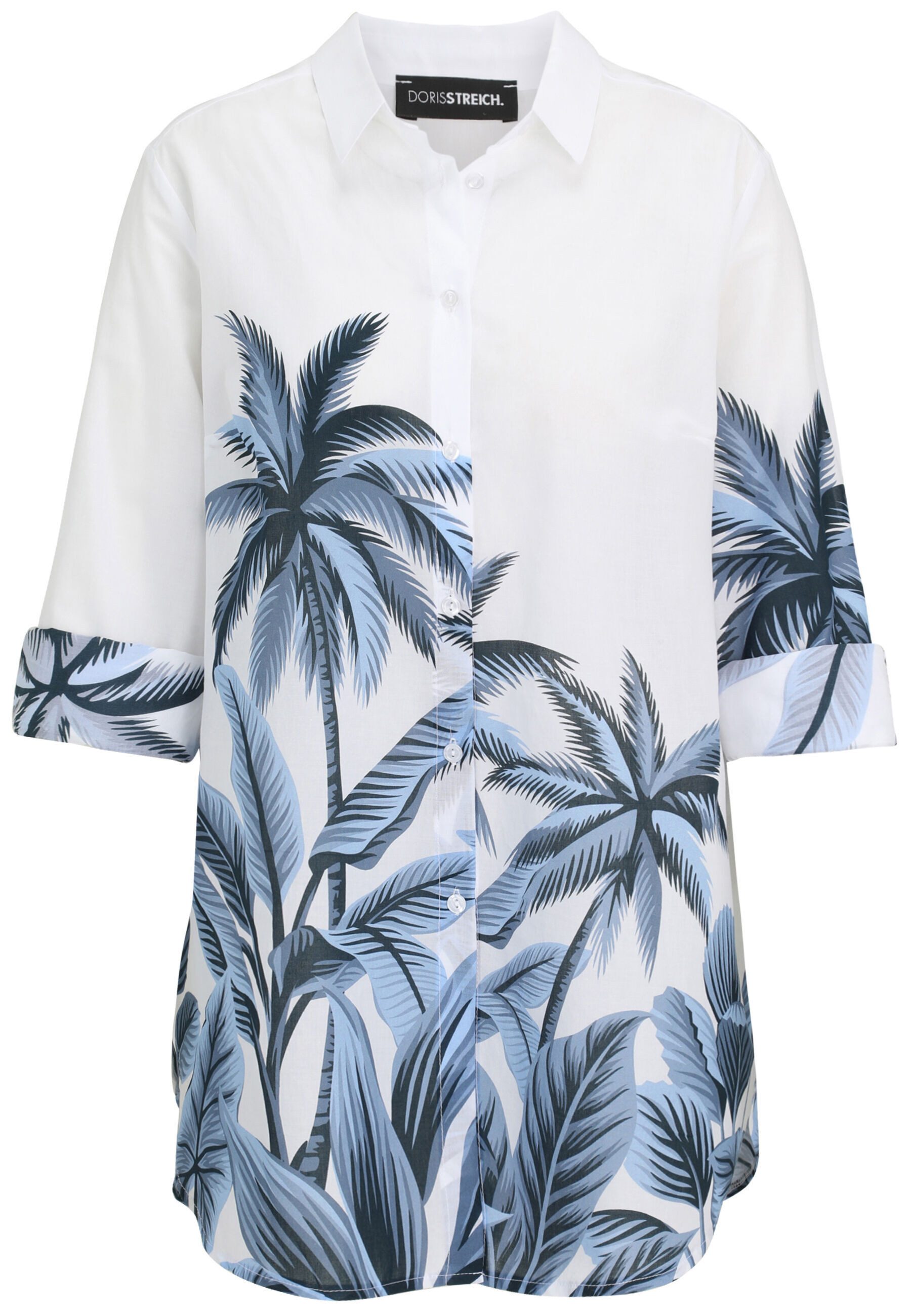 Doris Streich Klassische Bluse mit Palmen-Bordürenprint
