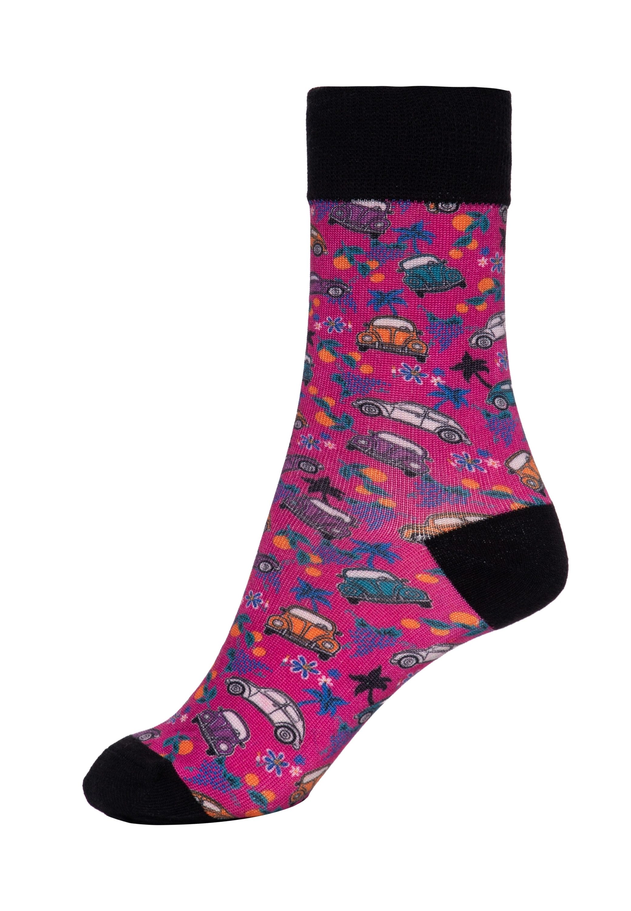 QueenKerosin Socken Vintage Car mit Allover-Muster