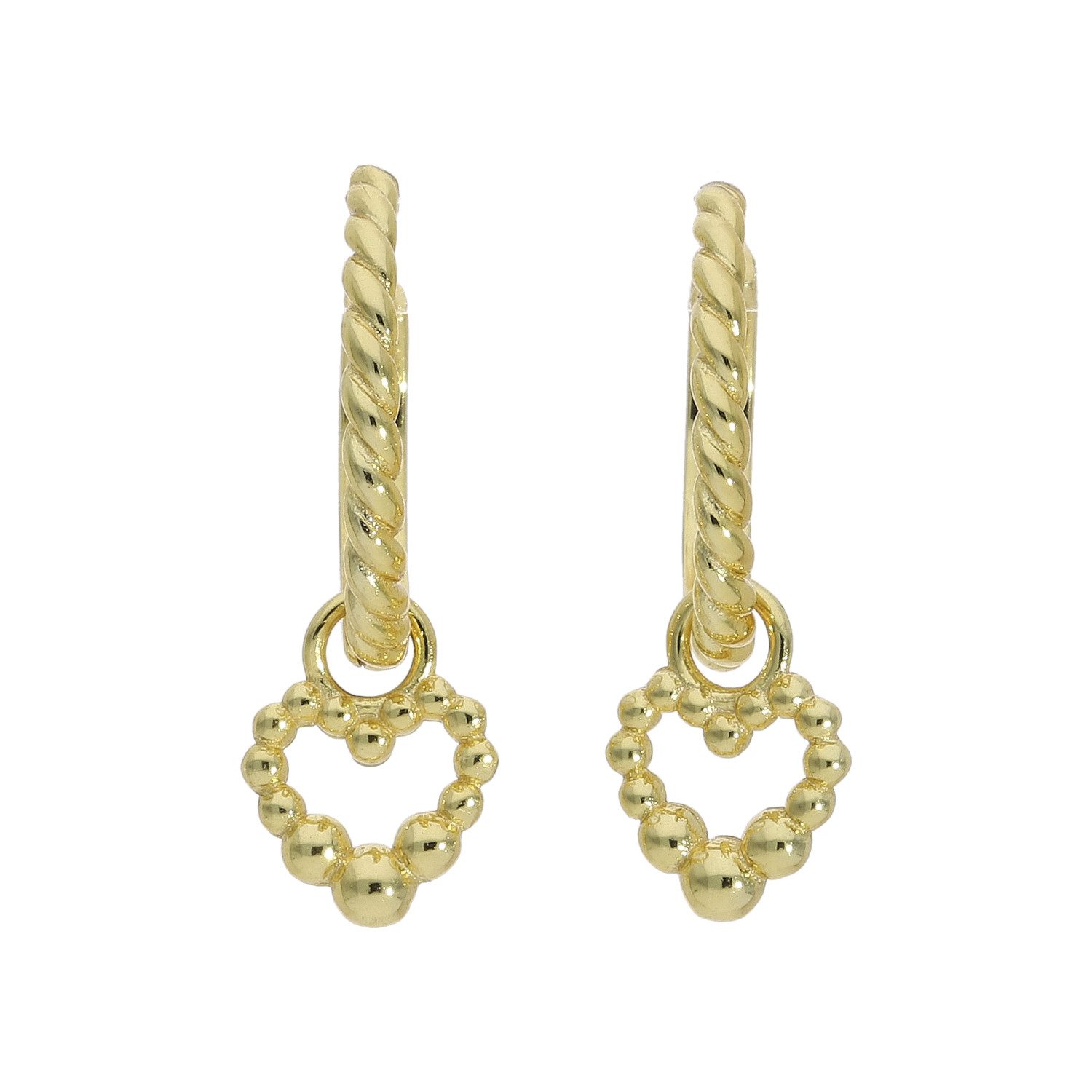 JuwelmaLux Klappcreolen Серьги Серьги-кольца 925 Silber goldplattiert Herzeinhänger JL16-06-0829 (kein Set, 2-tlg., inkl. edelm Schmucketui)