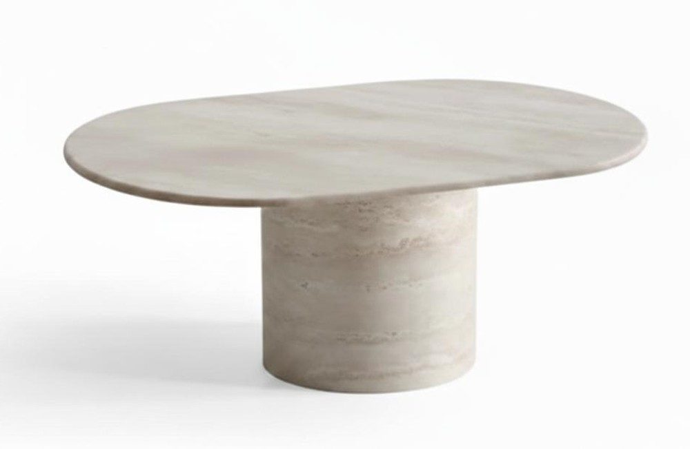 Xlmoebel Couchtisch Beiger Ovaler Couchtisch aus Holz für modernes Wohnen, Made in Europa