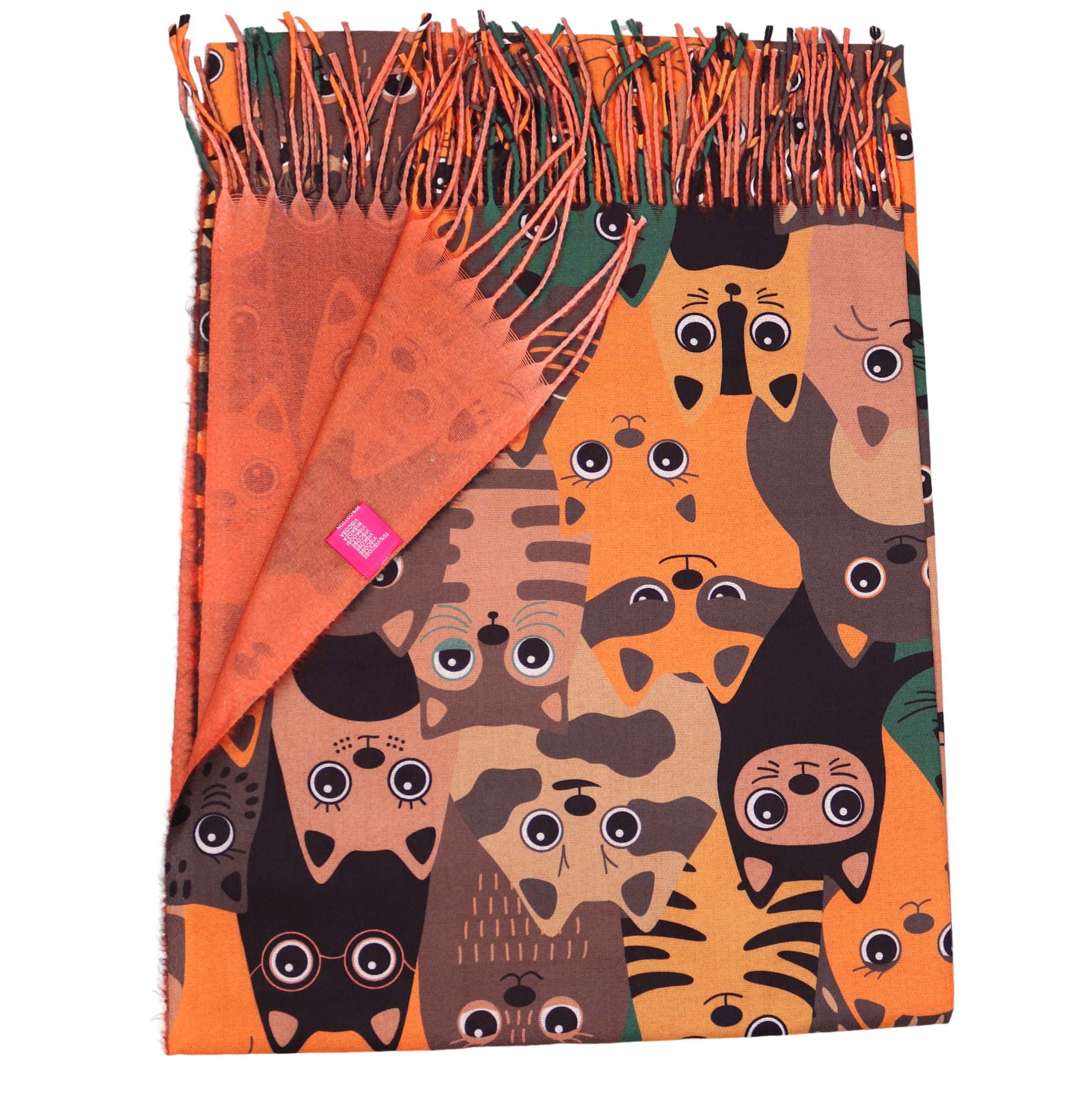 MIRROSI Modeschal weicher und warmer Schal Katzen Muster mit Fransen, 70x18 günstig online kaufen