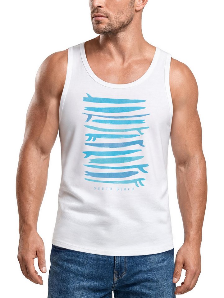 Neverless Tanktop Herren Tank-Top Surfboards South Beach California USA Sommer Surfing mit Print