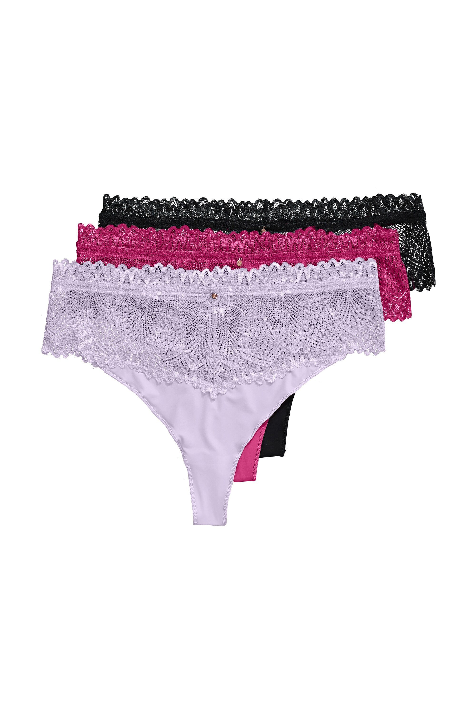 Ulla Popken Slip TruYou Strings 3er-Pack Spitzenbund