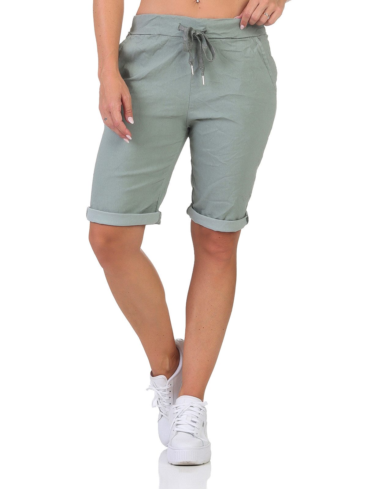 Chinoshorts Damenhose Kurze Damen Sommerhose Chino Shorts Schlupf Bermuda