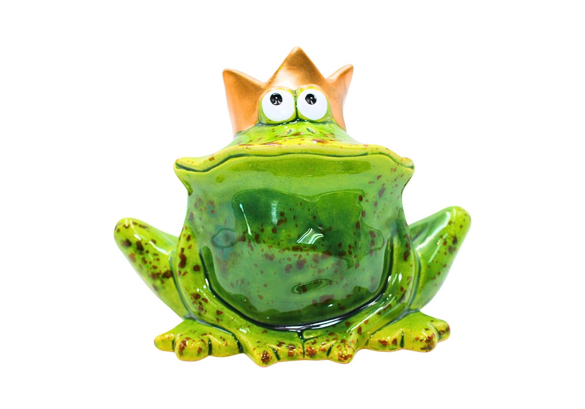 Dekohelden24 Gartenfigur Lustiger Deko-Frosch mit goldener günstig online kaufen
