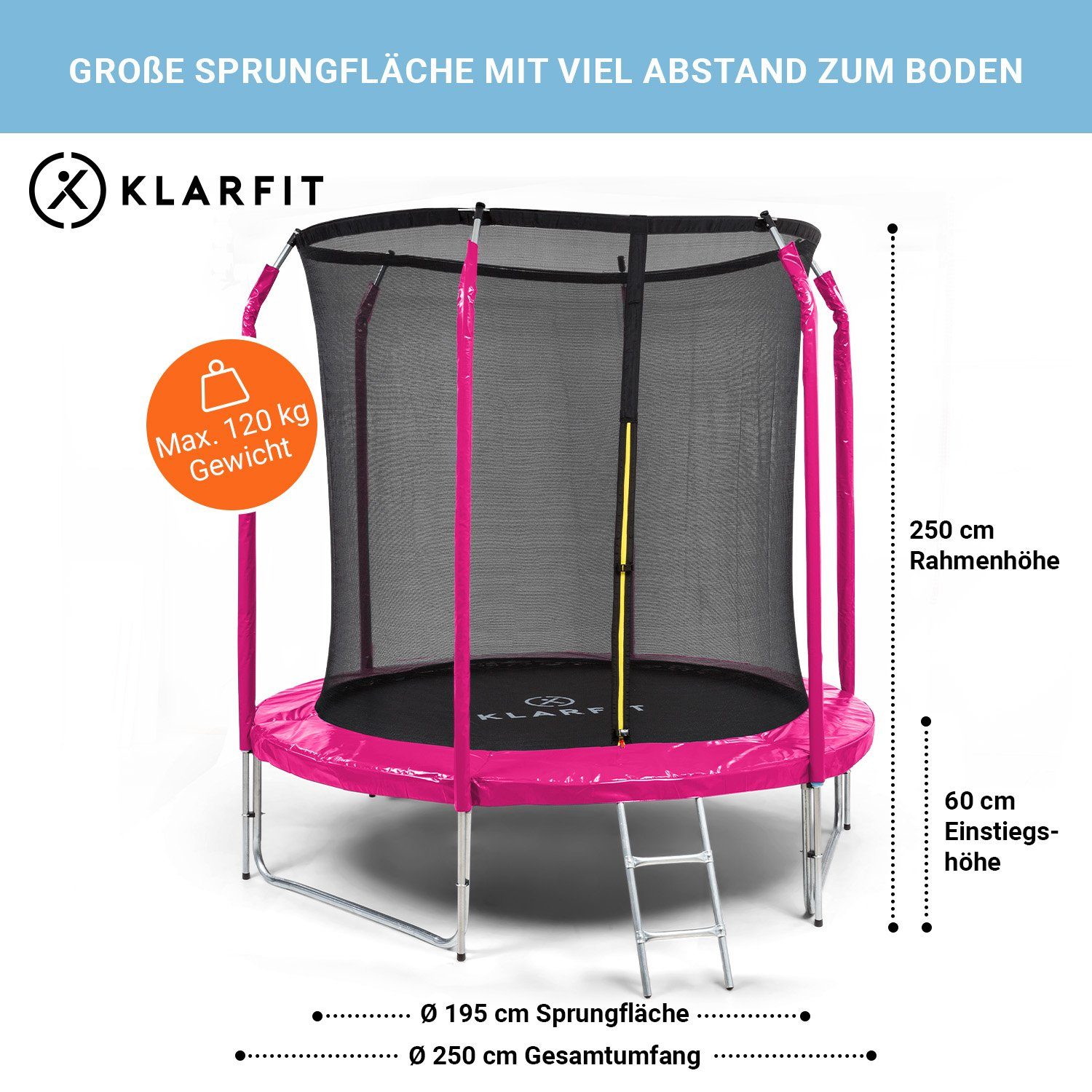 KLARFIT Gartentrampolin Jumpstarter, Ø 0 cm, Kinder Trampolin Outdoor Trampolin Kinder Gartentrampolin für zuhause