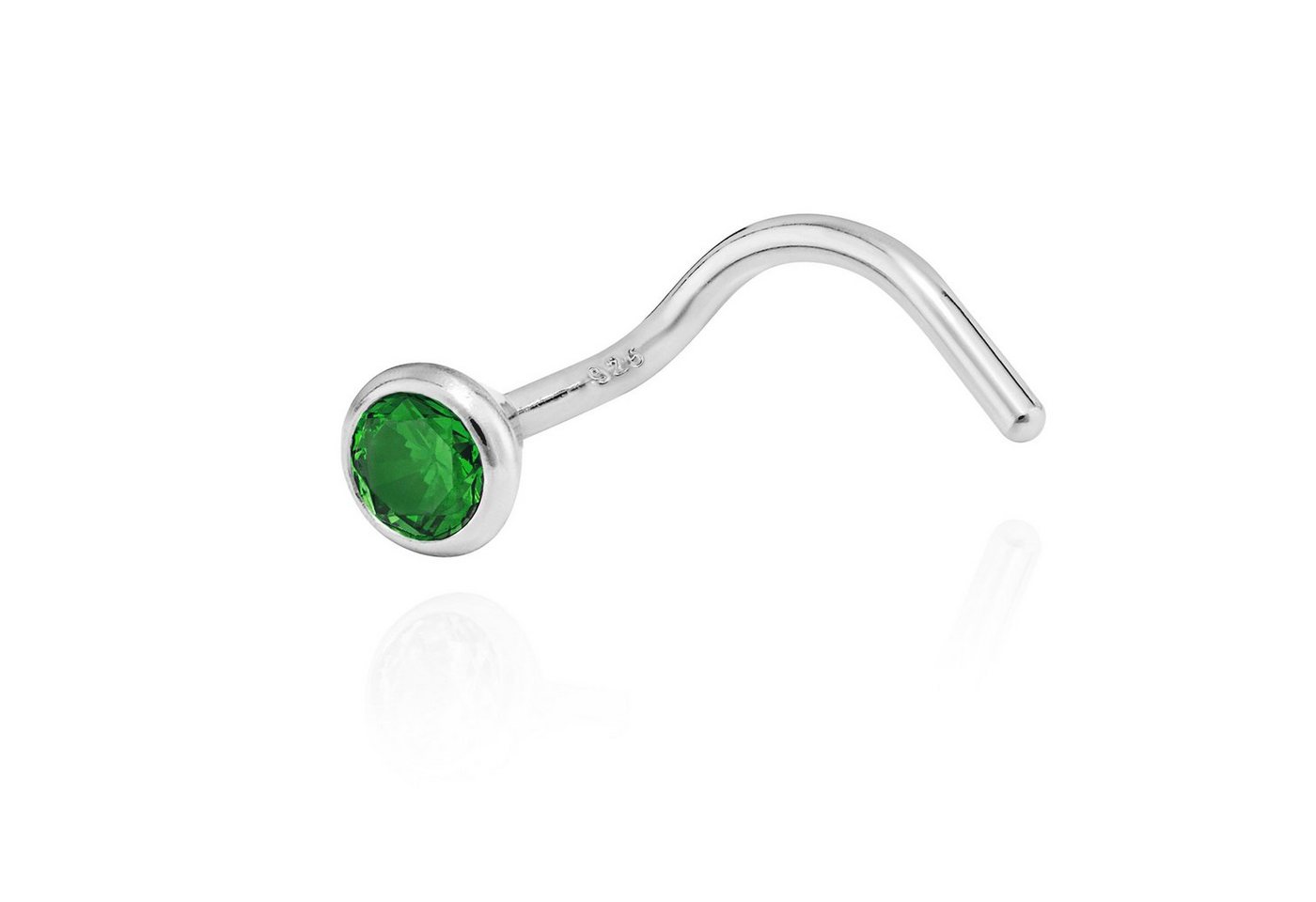 NKlaus Nasenpiercing-Set Nasenpiercing 925 Silber Nasenstecker Spiralen-Form 3,5mm Zirkonia Grü (1 Stück)