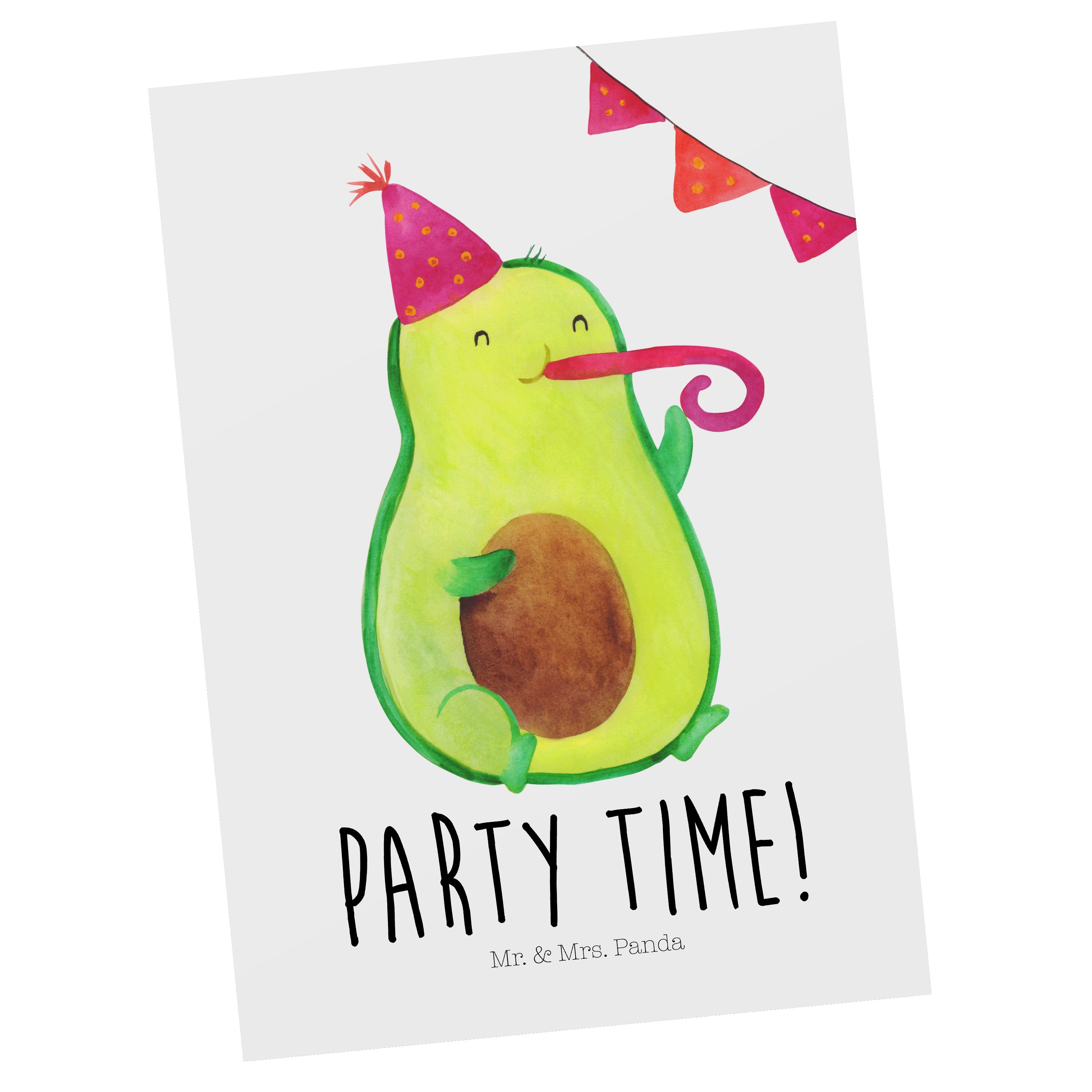 Mr. & Mrs. Panda Postkarte Avocado Party Time - Weiß - Geschenk, Geburtstagskarte, Karte, Geburt