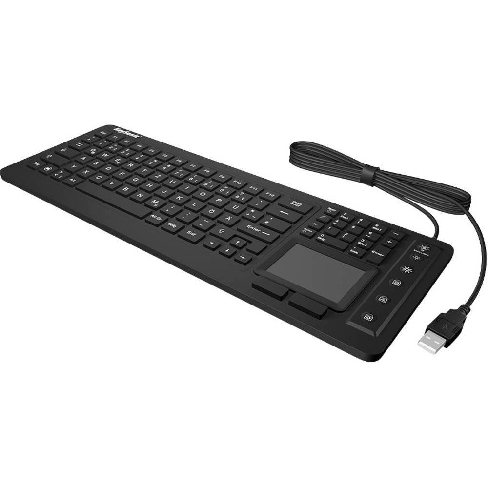 KEYSONIC KSK-6231 INEL - Wasserdichte Silikontastatur mit Tastatur (Silikonmembran, Wasserfest (IPX7), Beleuchtet, Integriertes Touchpad)