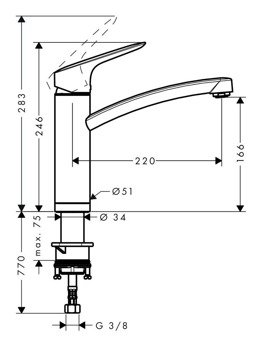 M31 160 Chrom hansgrohe - für 1jet Einhebel-Küchenmischer Logis Küchenarmatur Vorfenstermontage