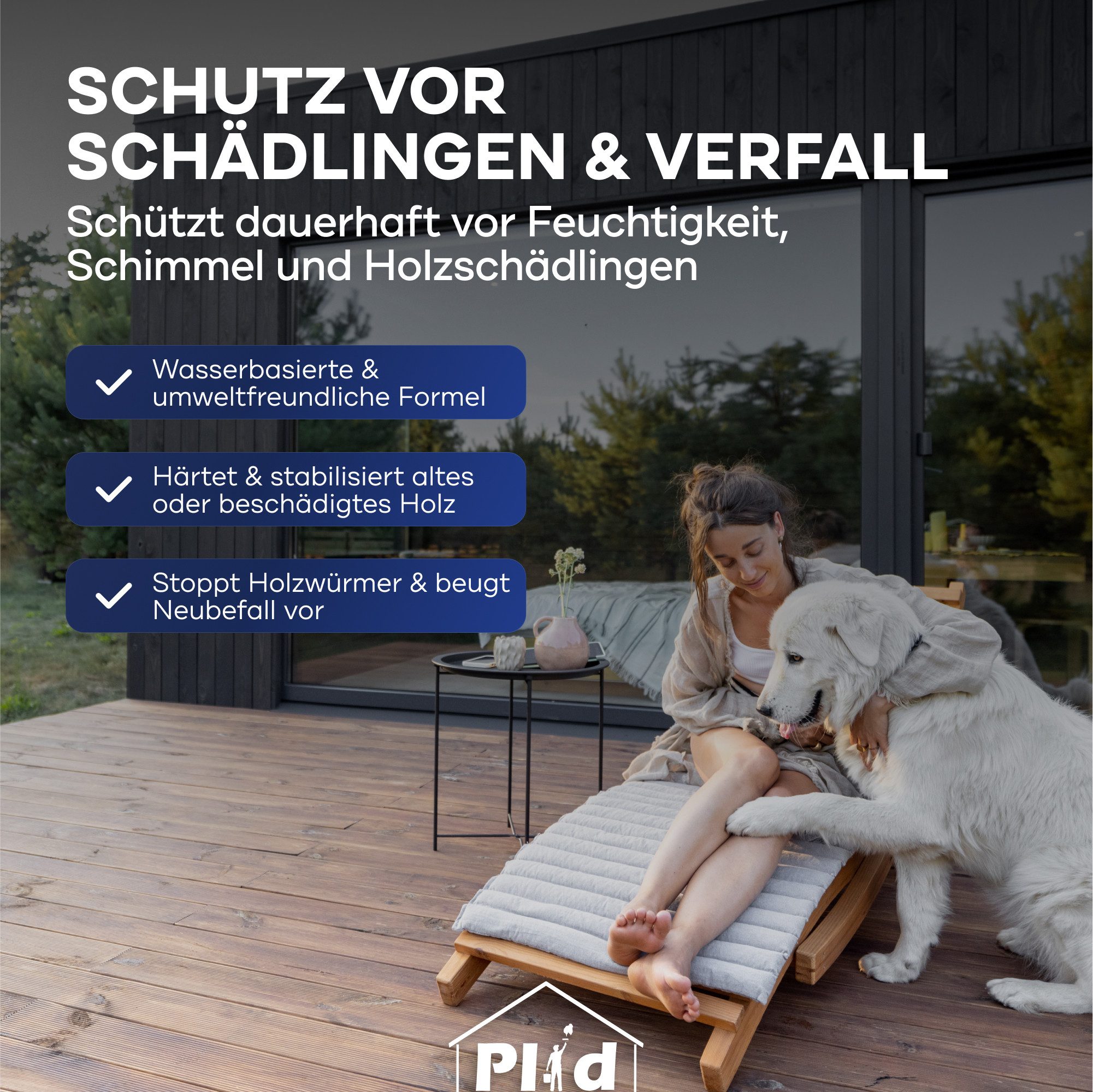 plid Holzschutzlasur Holzwurm-Schreck – Effektiver Holzschutz / Holzwürmer & Holzbohrkäfer, Schnelltrocknend – Bild 5 von 5