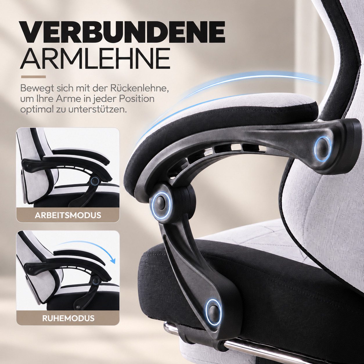 Dowinx Gaming-Stuhl Lendenwirbelstütze Bürostuhl mit Fußstütze für Erwachsene (Packung), Ergonomischer Gaming Sessel Groß und Hoch für Office Gaming 135KG – Bild 4 von 5