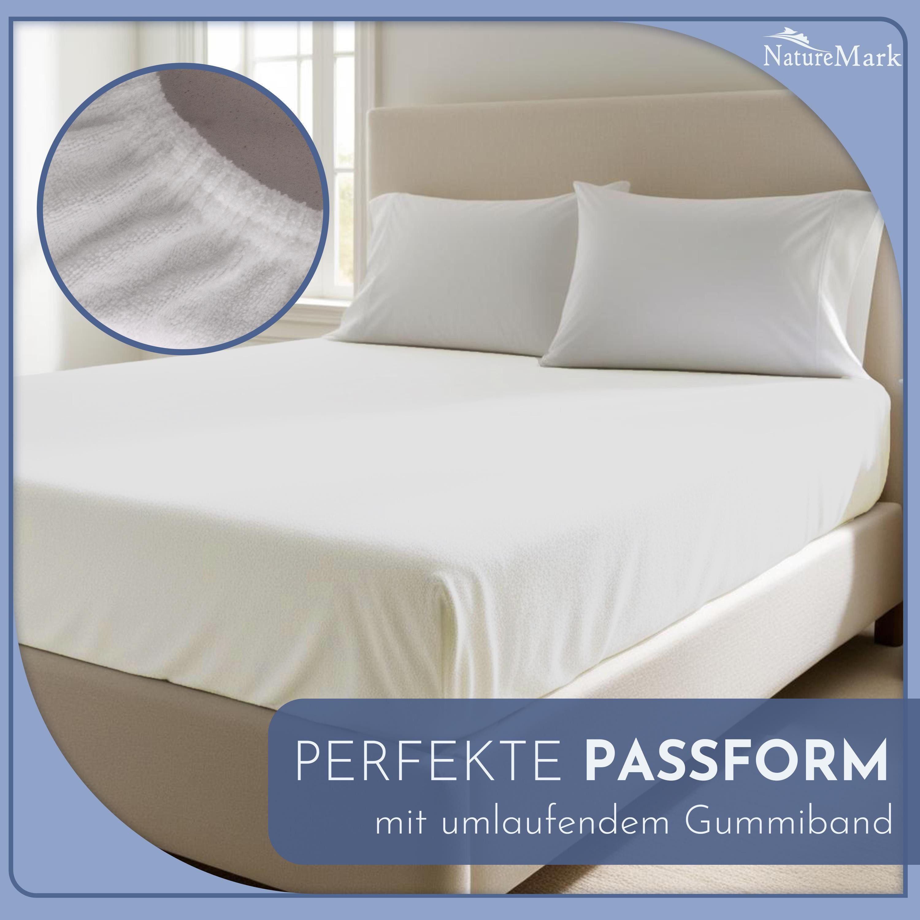 NatureMark Spannbettlaken Frottee Spannbetttuch, 80% Baumwolle / 20% Polyester, Gummizug: rundum, (1 Stück), Spannbetttuch in vielen Größen und Farben – Bild 3 von 5