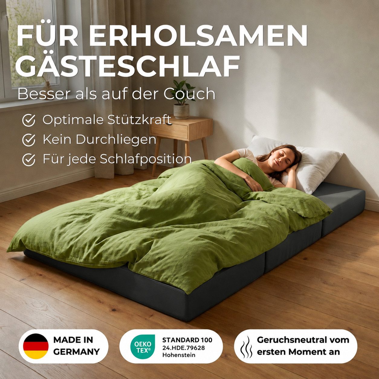 Klappmatratze Faltmatratze, Gästematratze, Gästebett, shogazi ®, 12 cm hoch, MADE IN GERMANY