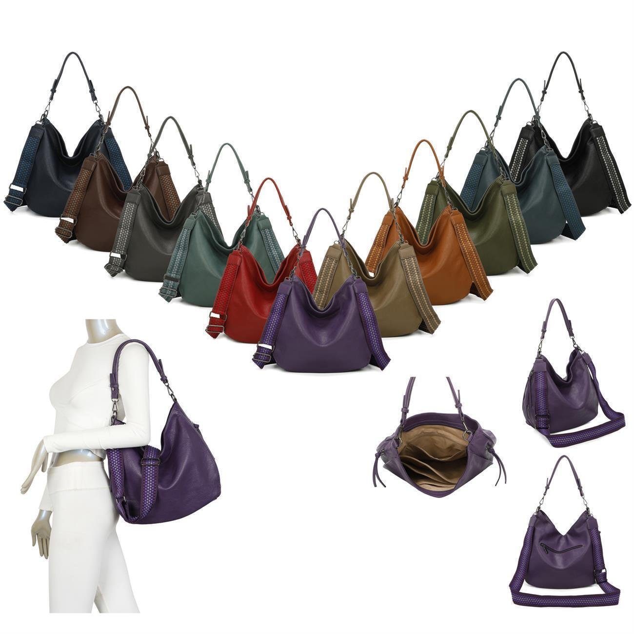 ITALYSHOP24 Schultertasche DAMEN TASCHE SHOPPER Hobo günstig online kaufen