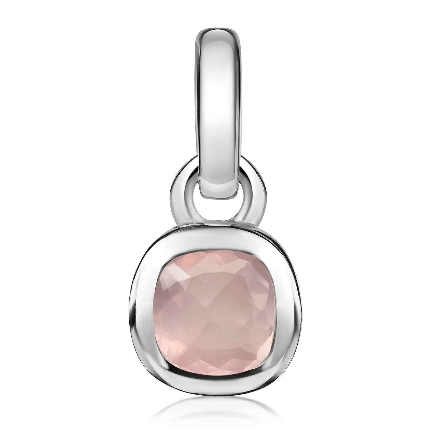 Materia Kettenanhänger Damen Rosenquarz 925 Silber Rosa KA-248-Rosenquarz, 925 Sterling Silber