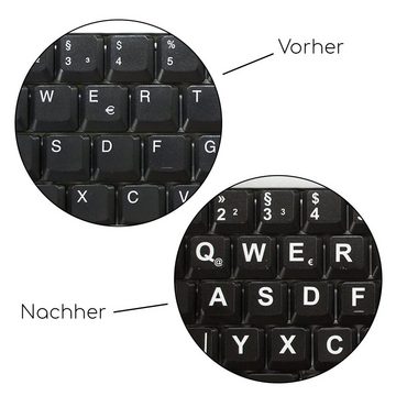 younikat Aufkleber Tastaturaufkleber Deutsch I schwarze Tastaturaufkleber mit weißen