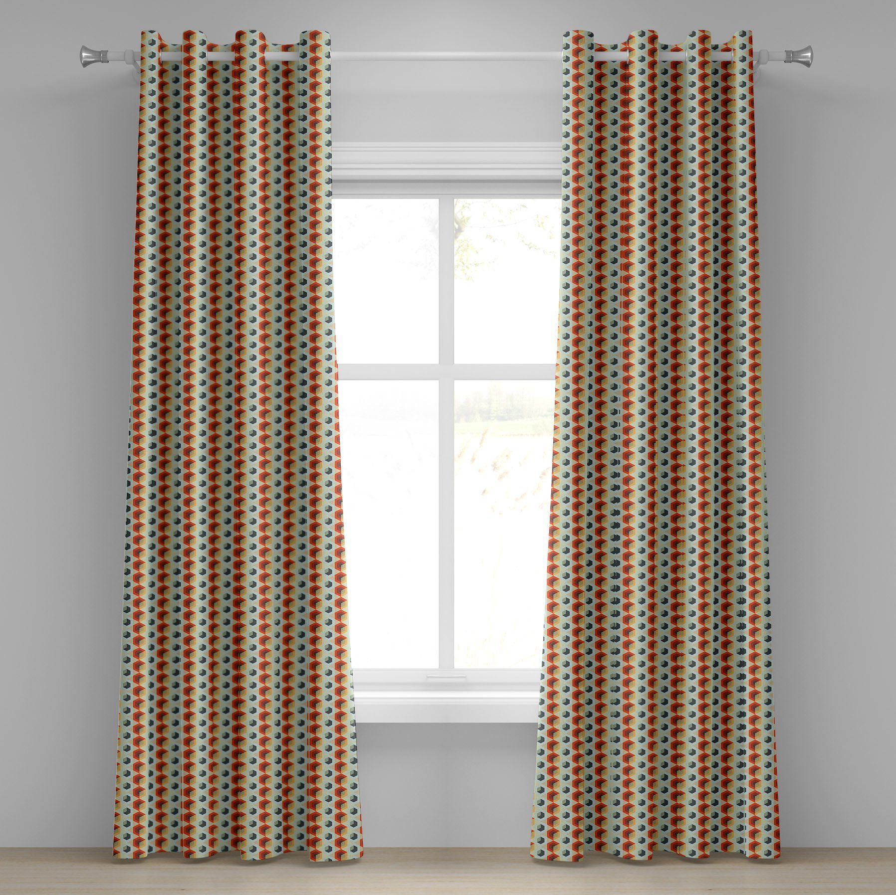 Gardine Dekorative 2-Panel-Fenstervorhänge für Schlafzimmer Wohnzimmer, Abakuhaus, Geometrisch Hexagonal Comb Moderne