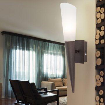 Nino Leuchten LED Wandleuchte, Leuchtmittel inklusive, Warmweiß, LED Wand Leuchte Schlafzimmer Fackel Glas Lampe Strahler Schalter Nino