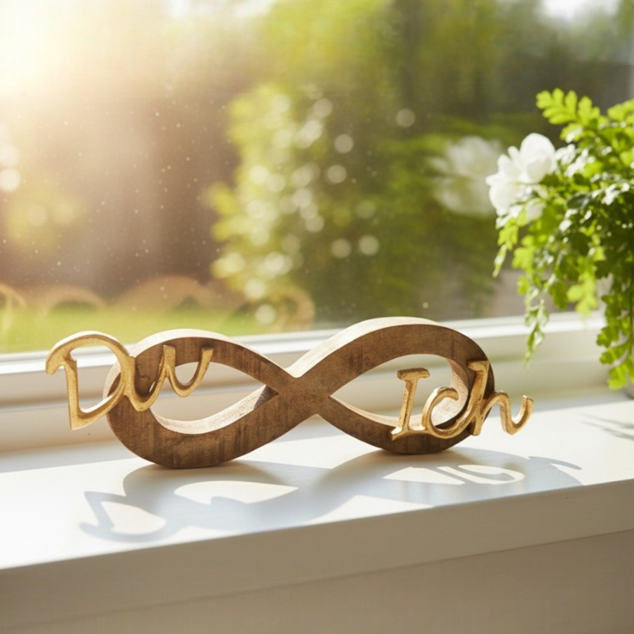 Meinposten Deko-Schriftzug Schild Liebe Hochzeit DU & ICH Holzdeko Mango Geschenk L26 cm (1 St)
