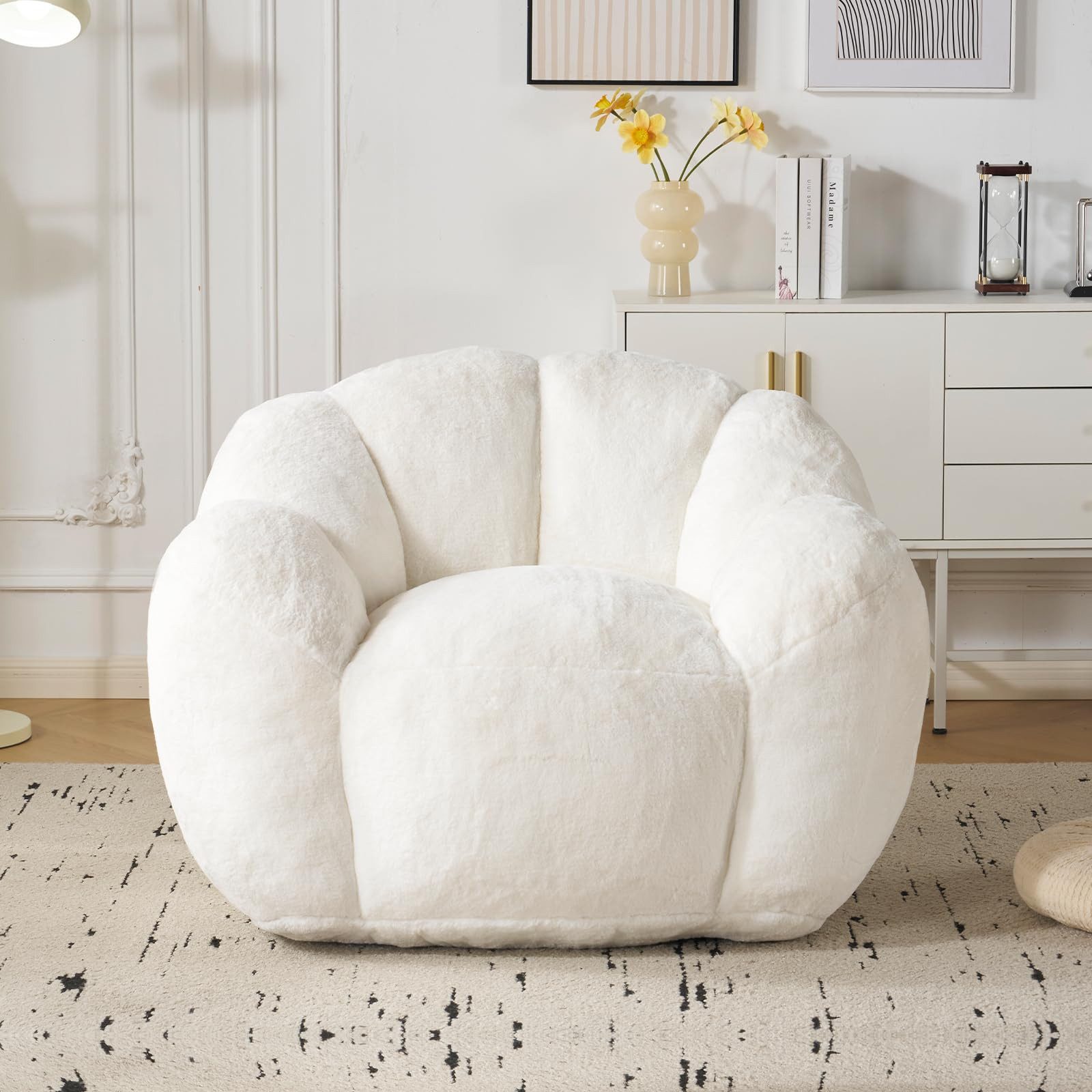 Fiximaster Sitzsack mit Füllung, Blütenförmiger Bean Bag aus Kunstfell, Relax-Sessel (1 St), Ergonomischer Lounge-Sessel für Wohnzimmer und Schlafzimmer