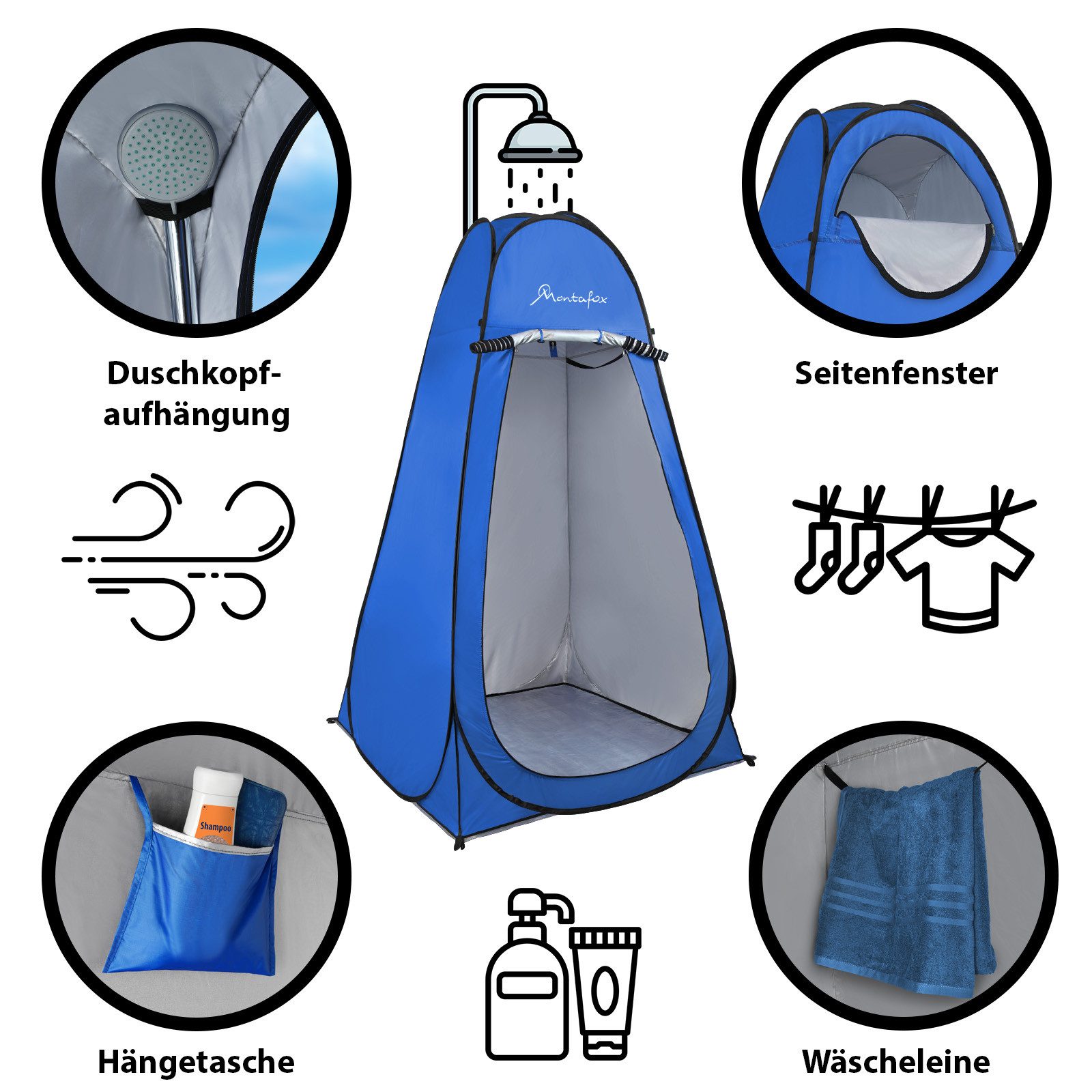 Montafox Wurfzelt Montafox Toilettenzelt Multifunktionszelt Universalzelt Pop Up Zelt – Bild 3 von 5