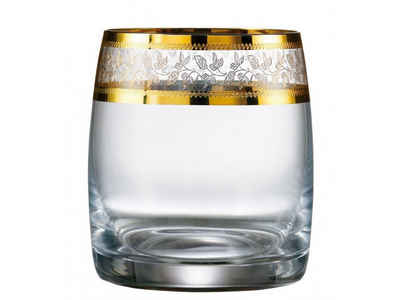 Crystalex Whiskyglas Ideal Gold 290 ml 6er Set, Kristallglas, Goldrand, Gold Gravur