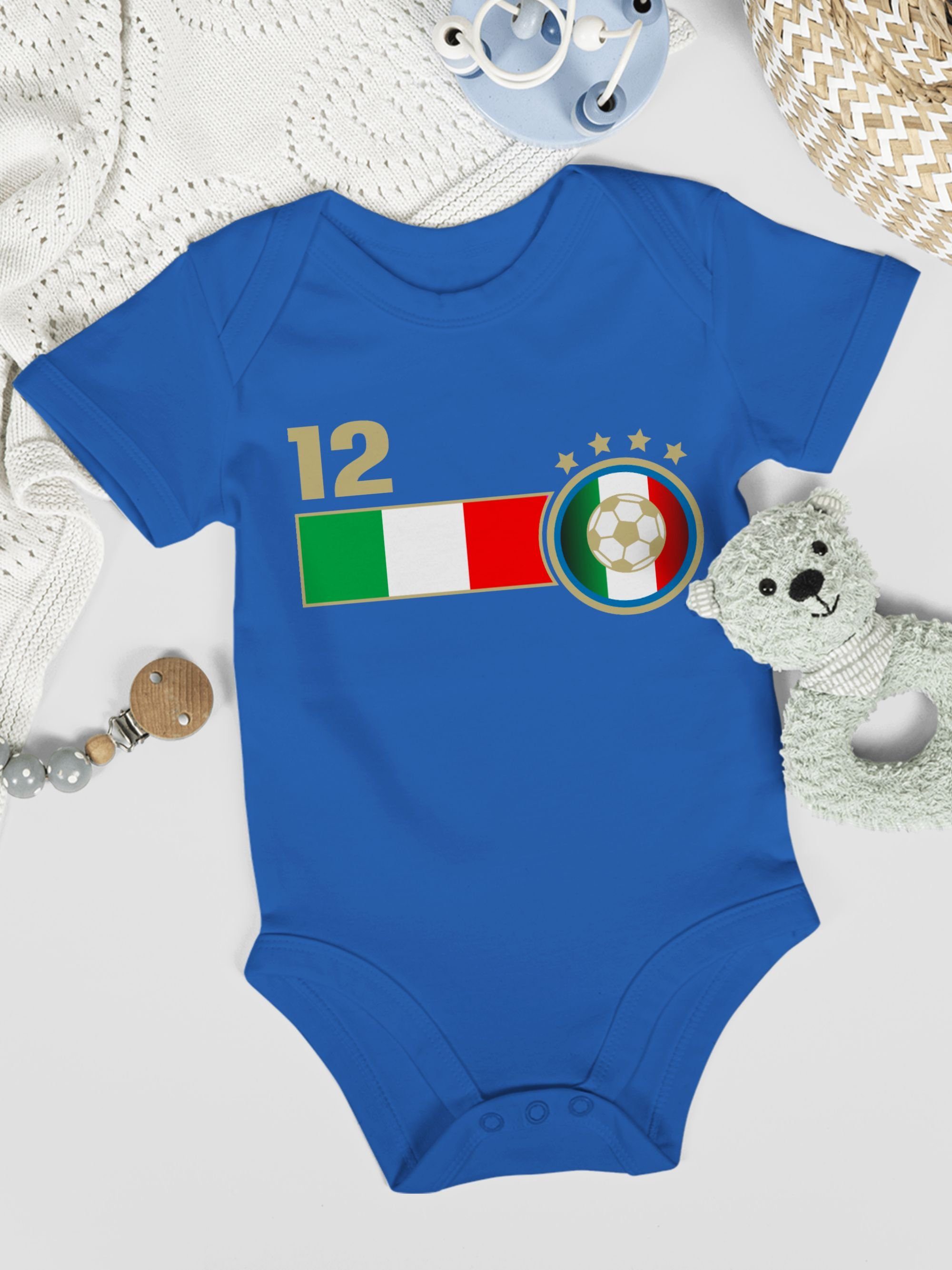 2024 EM Fussball 12. Baby Royalblau 1 Mann Shirtbody Shirtracer Italien Mannschaft