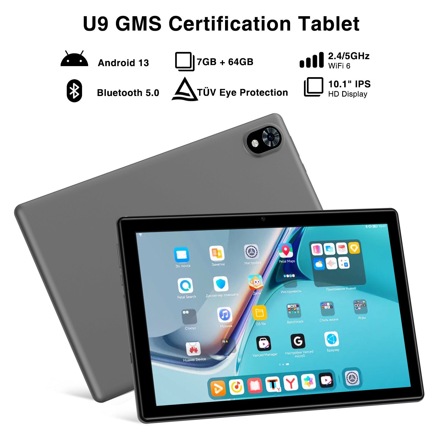 DOOGEE U9 Kinder Tablet, Android 14 64GB ROM (1TB TF) Tablet (10.1", 64 GB, Android 13, G-sensor, 9,9 mm Dicke,WiFi 6,BT 5.0,5060mAh Akku)